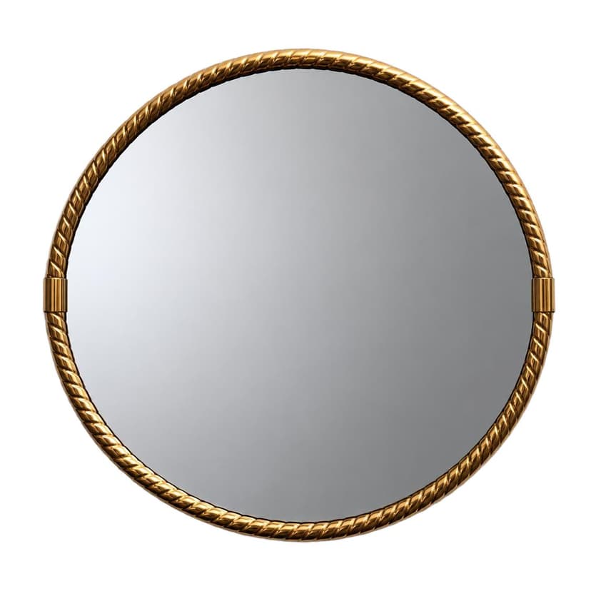 Wall mirror round, gold brass, 1970s