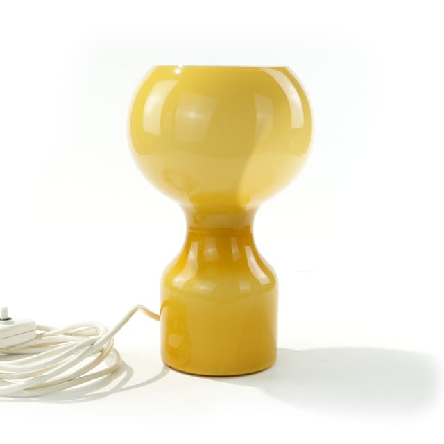 Lampa stołowa Tahiti, żółty, szkło warstwowe, proj. J.-P. Emonds-Alt, Philips, Belgia, lata 60. - WYMIARY