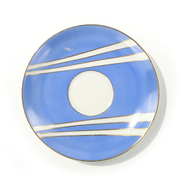 Spodek June, porcelana błękitna biała złocona, proj. W. Potacki, Ćmielów, Polska, lata 60. - WYMIARY