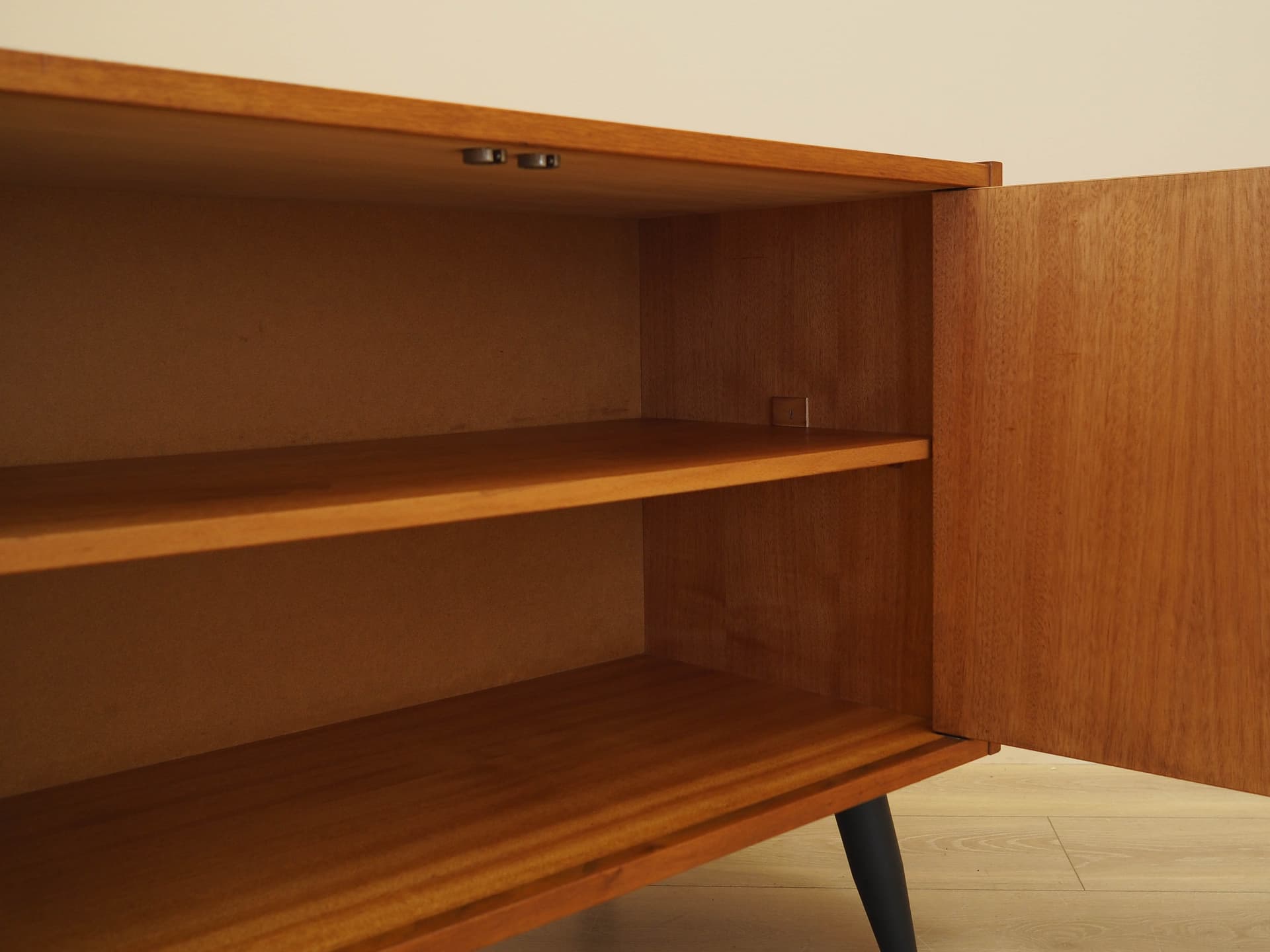 Cabinet, brown teak, black wood, Denmark, 1970s. - 343231