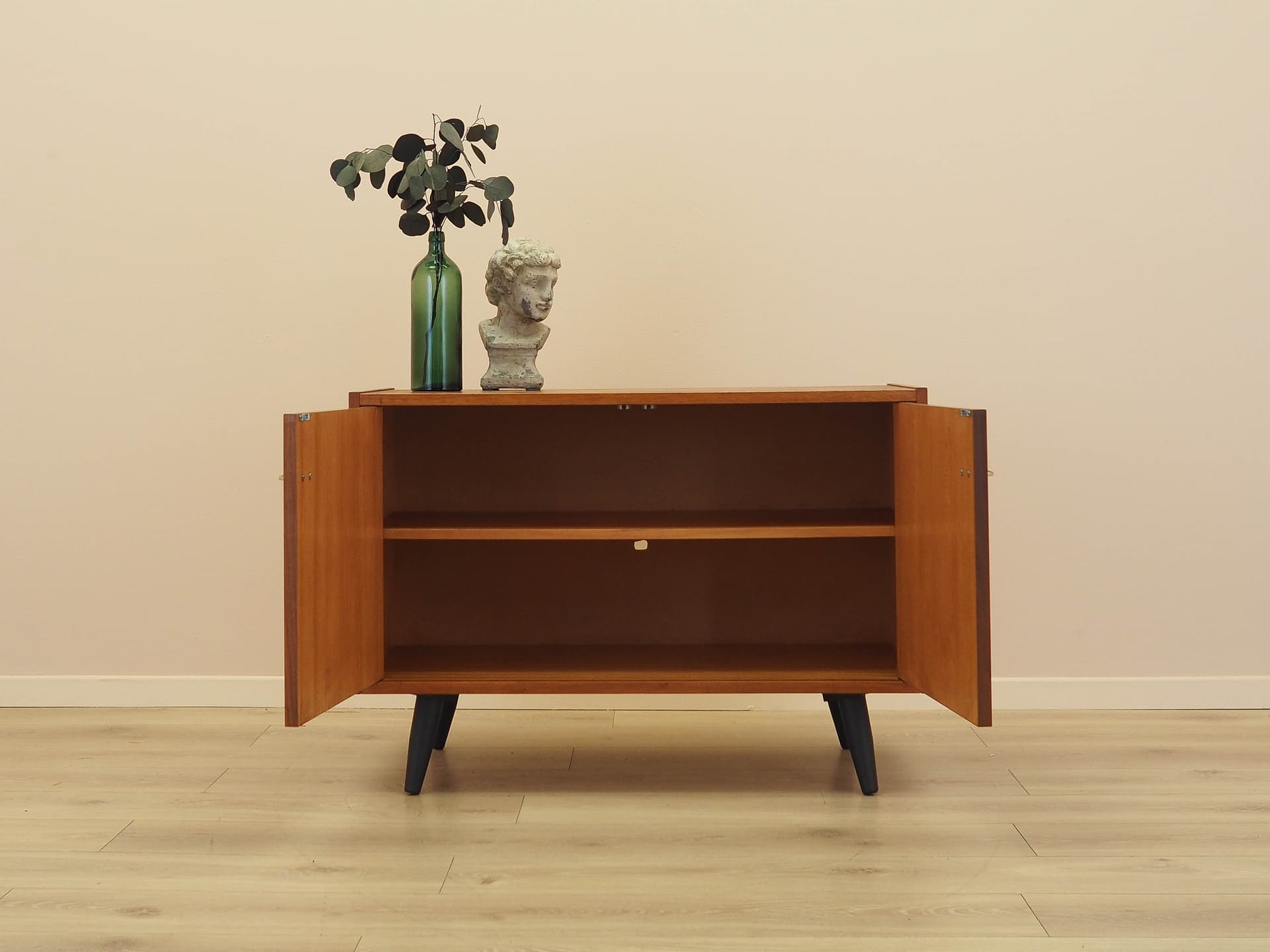 Cabinet, brown teak, black wood, Denmark, 1970s. - 343226