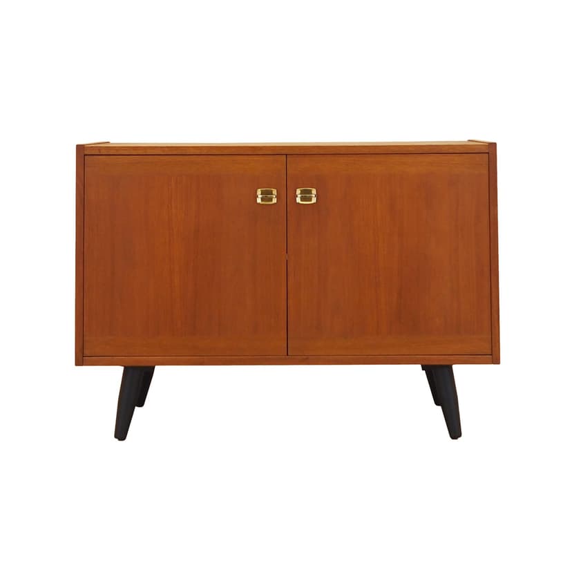 Cabinet, brown teak, black wood, Denmark, 1970s.