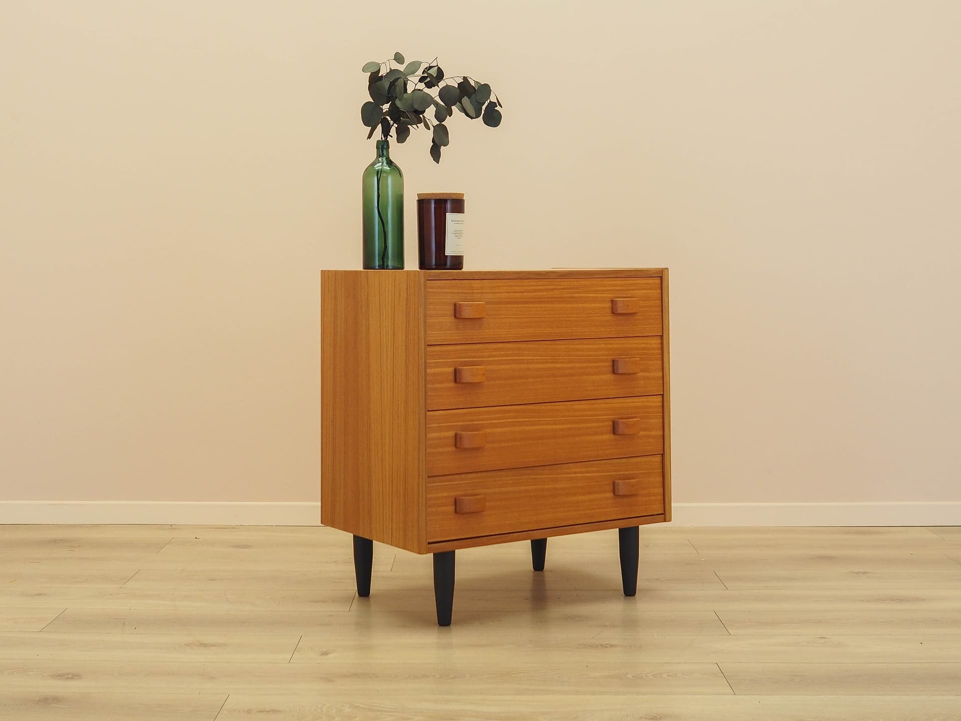 Cabinet, brown teak, black wood, Denmark, 1960s. - 343238