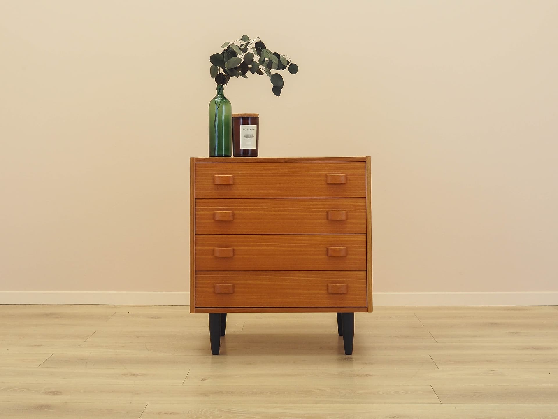 Cabinet, brown teak, black wood, Denmark, 1960s. - 343236