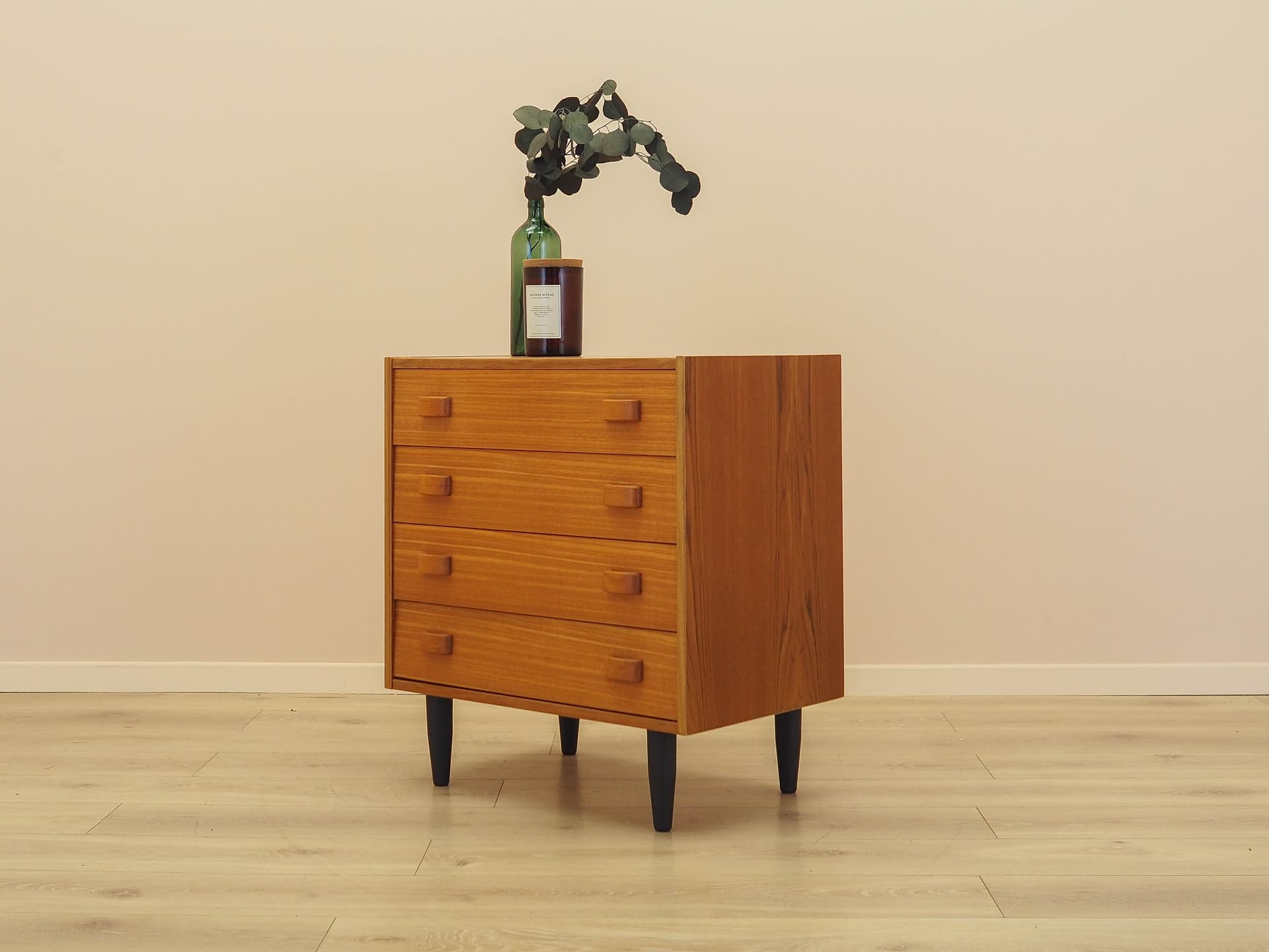 Cabinet, brown teak, black wood, Denmark, 1960s. - 343237