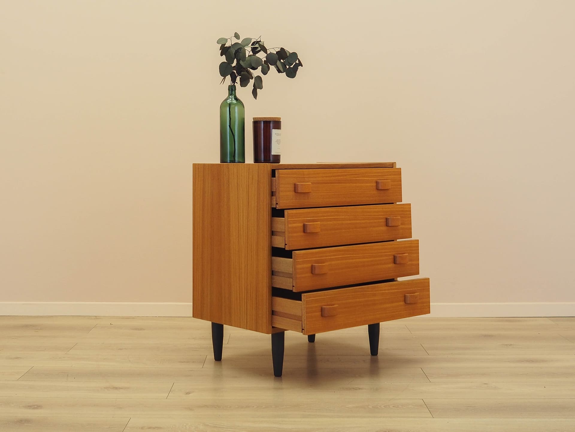 Cabinet, brown teak, black wood, Denmark, 1960s. - 343239