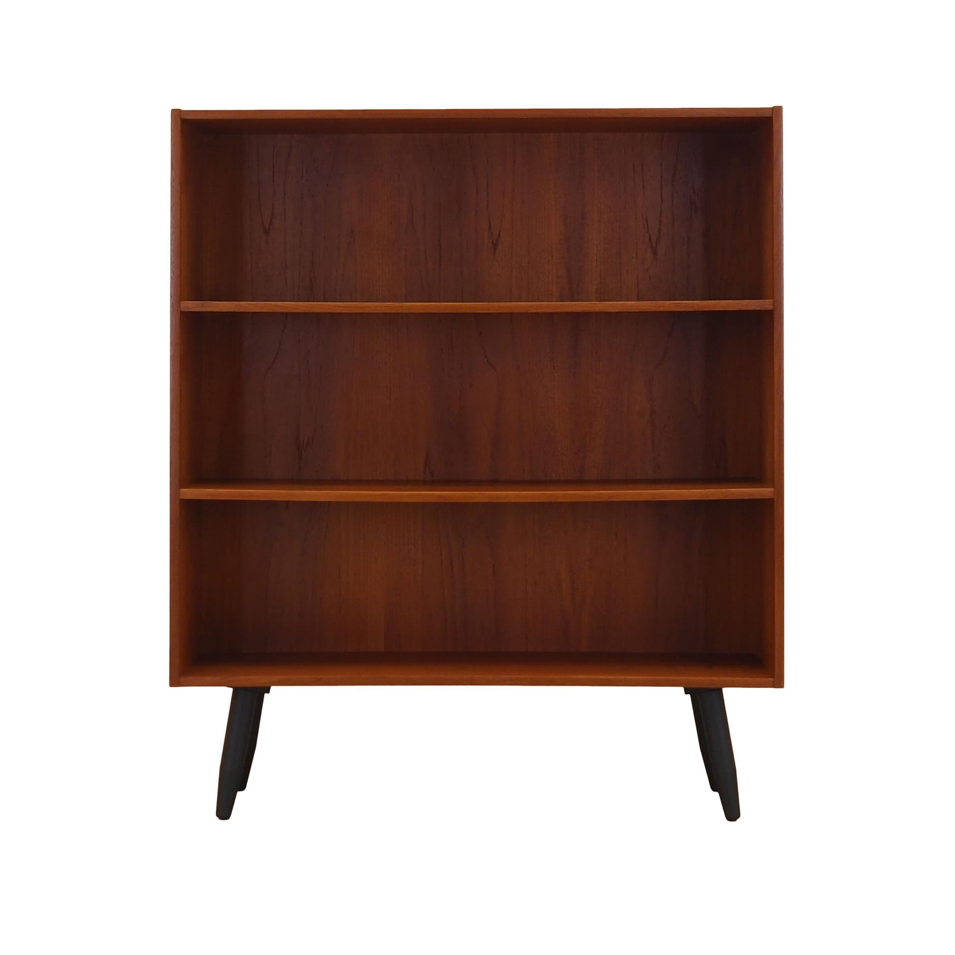 Bookcase, brown teak, black wood, Denmark, 1970s.
