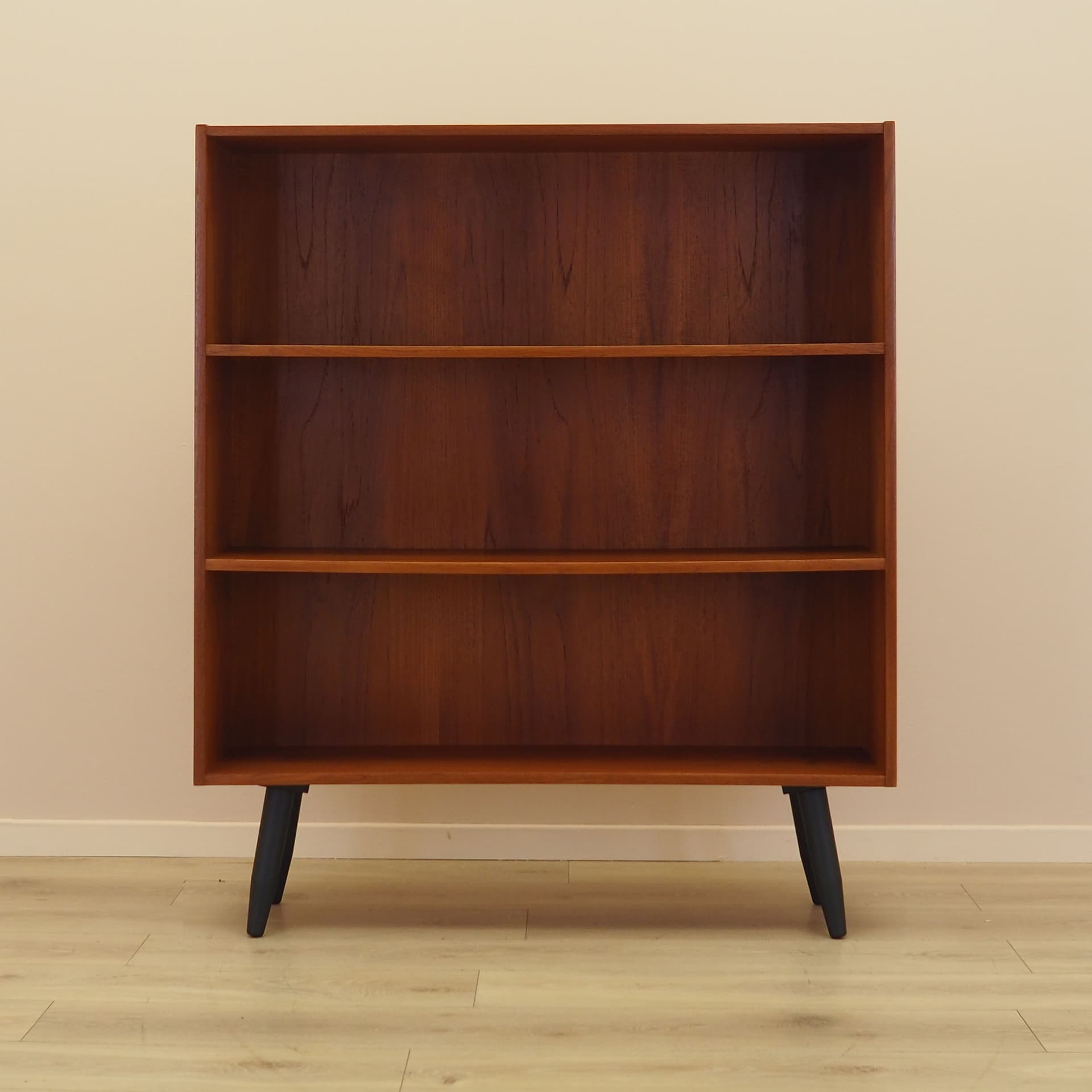 Bookcase, brown teak, black wood, Denmark, 1970s. - 343244
