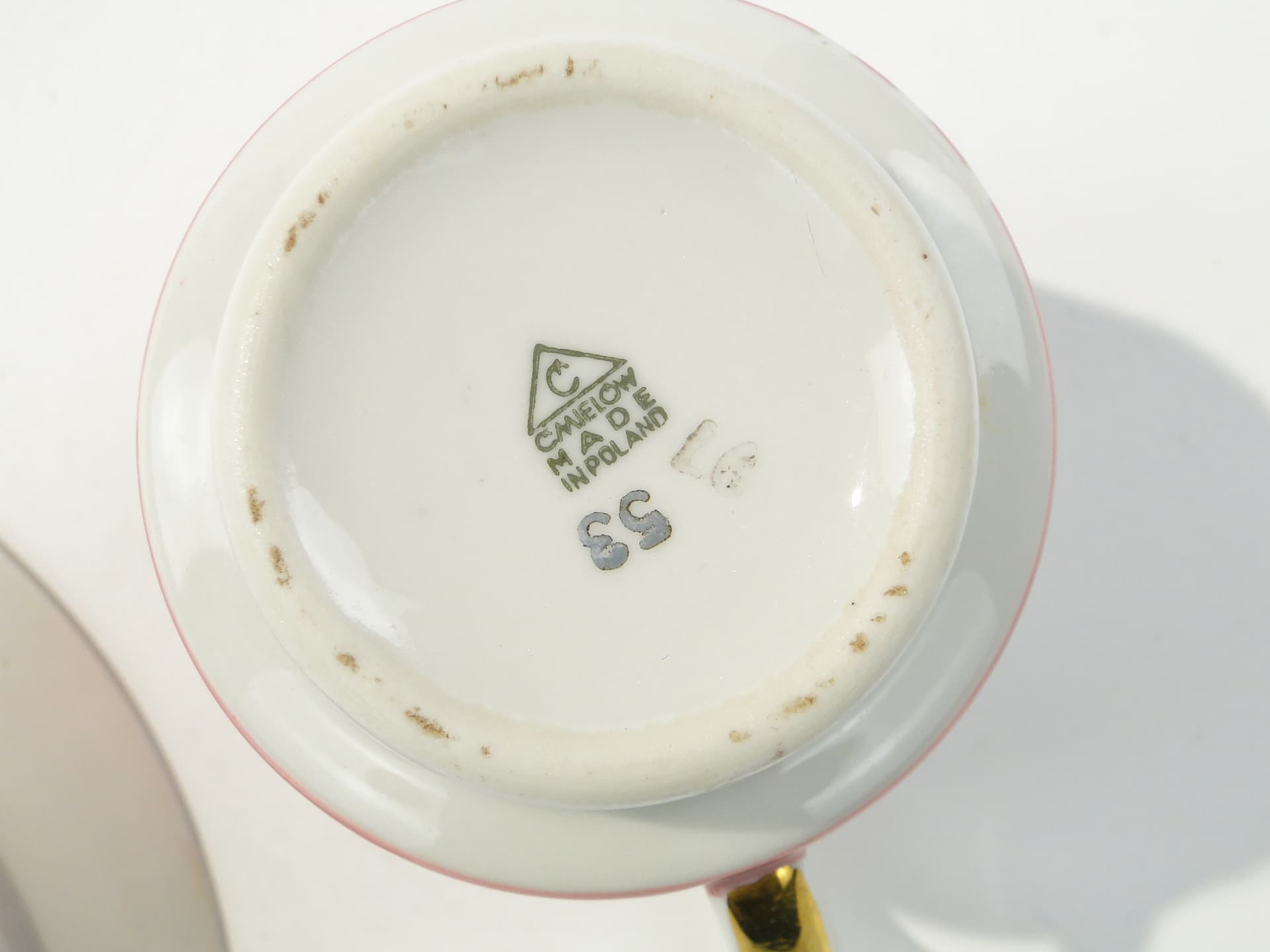 Filiżanka June, porcelana różowy biały złoty, proj. W. Potacki, Ćmielów, Polska, lata 60. - 343355