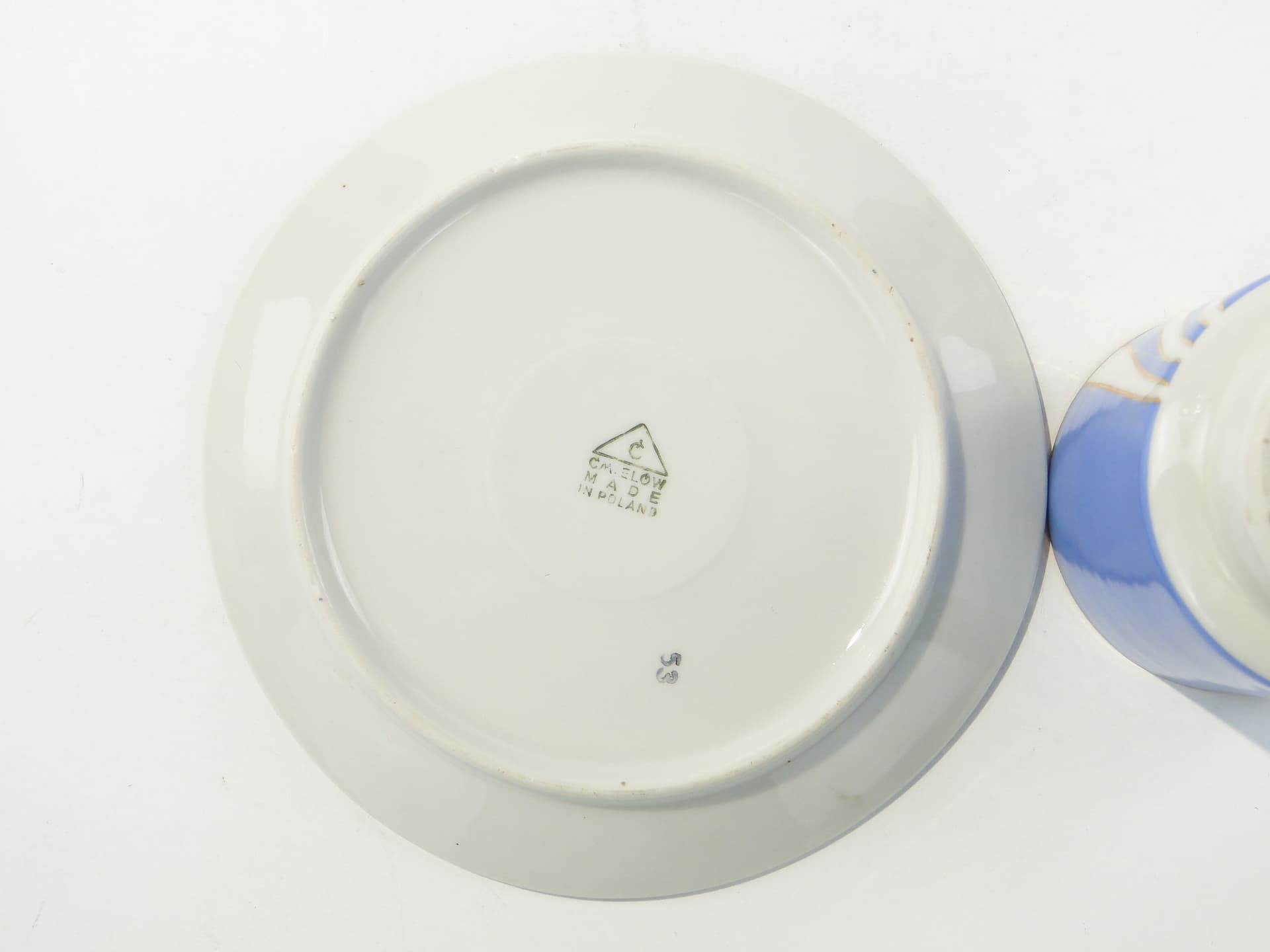 Filiżanka June, błękit biały złoty, porcelana, proj. W. Potacki, Ćmielów, Polska, lata 60. - 343388