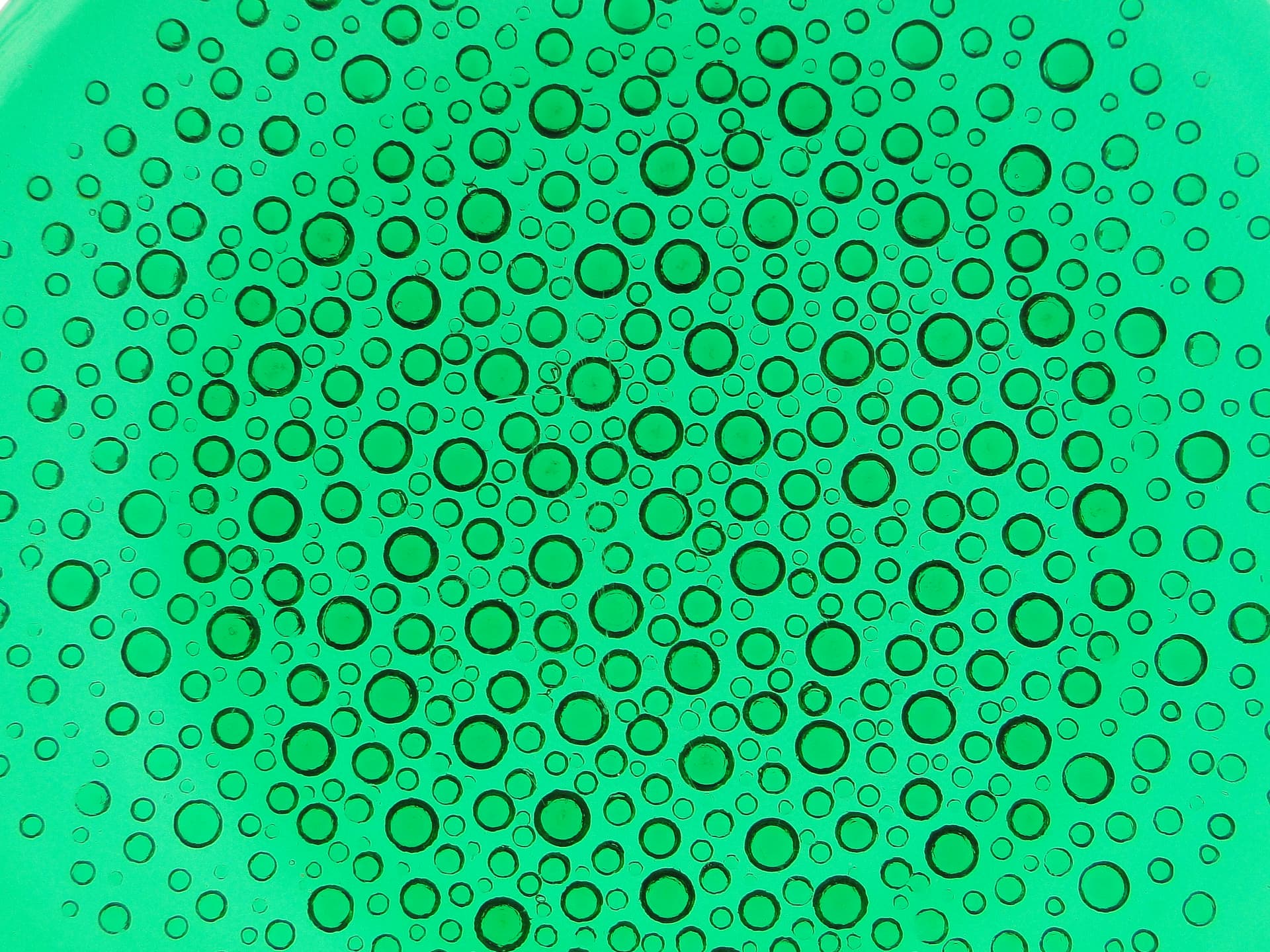 Platter Krople Rosy, green, glass, by J. S. Drost, Ząbkowice, Poland, 1970s. - 343421