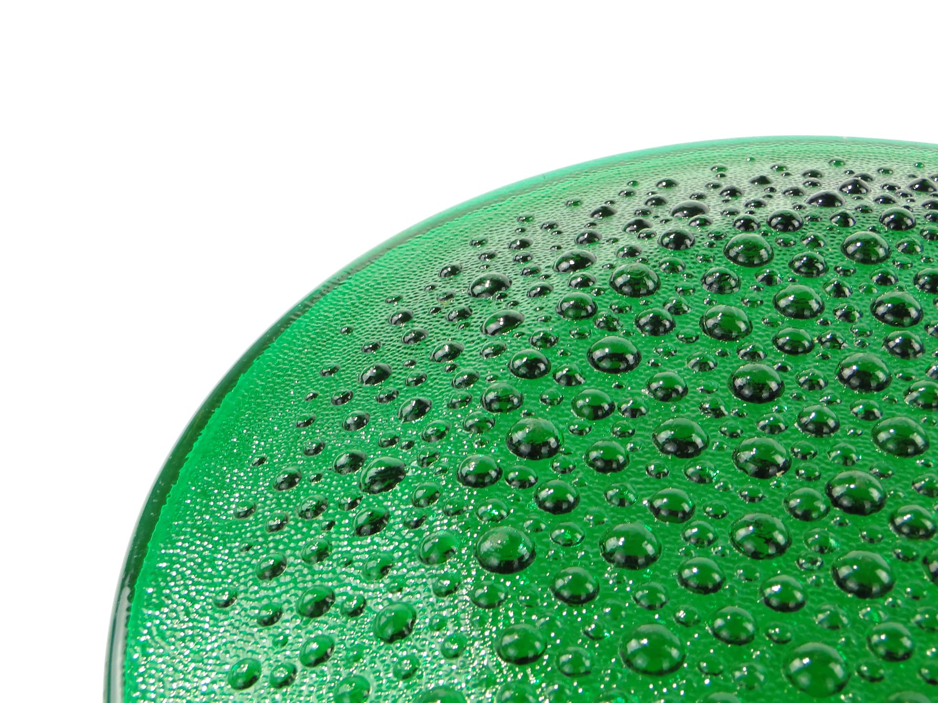 Platter Krople Rosy, green, glass, by J. S. Drost, Ząbkowice, Poland, 1970s. - 343422