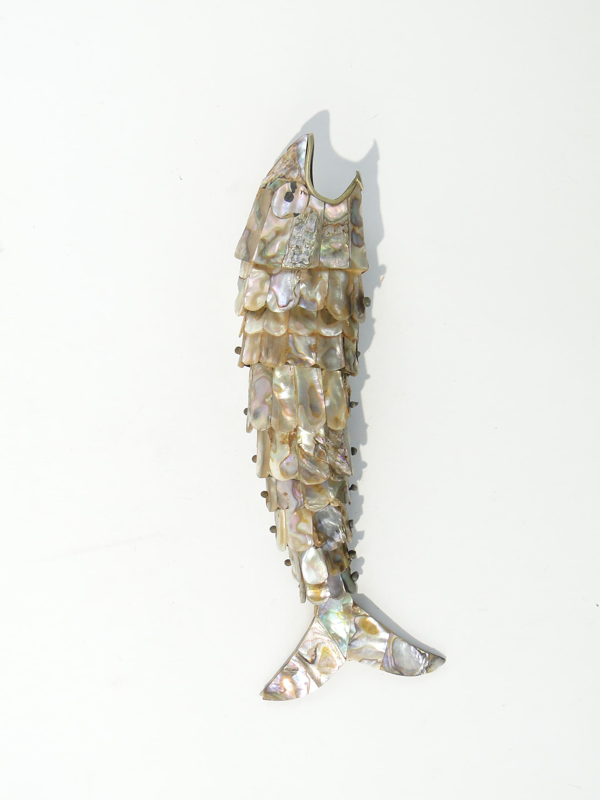 Fish figurine, multicolor mother-of-pearl, brass, early 20th century - 343440