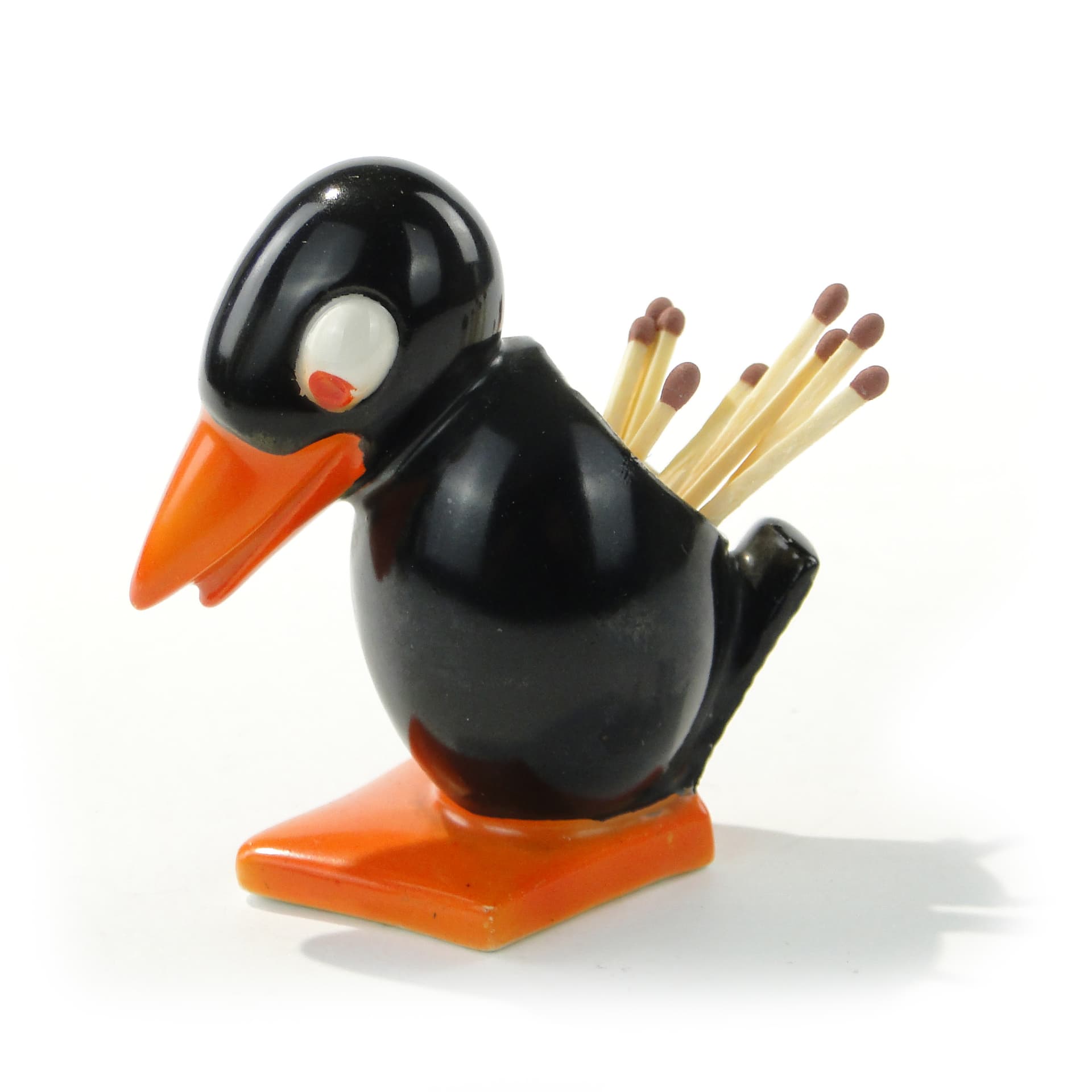 Ashtray Toucan, black orange porcelain, Fürstenberg, Germany, early 20th century - 343453