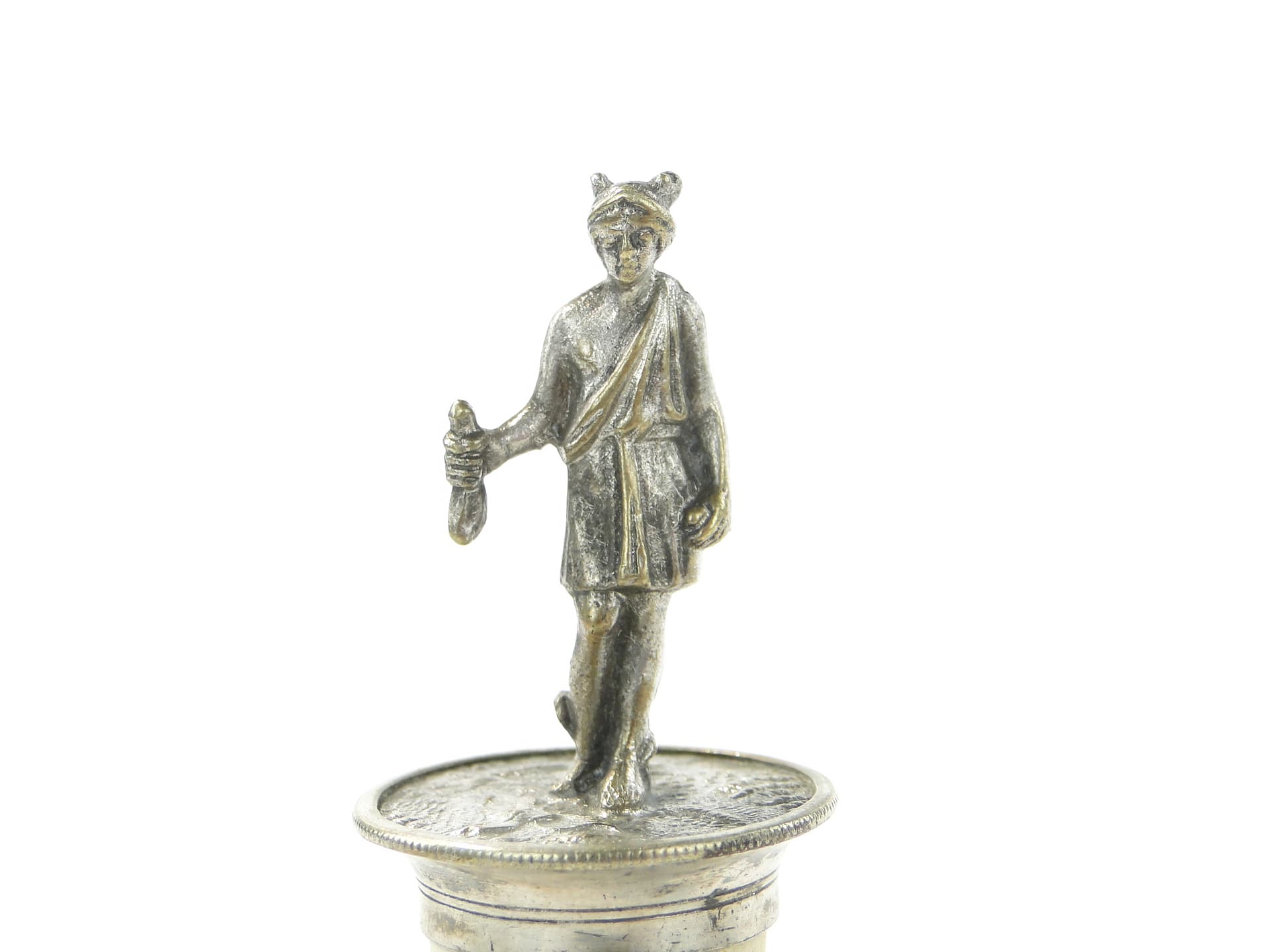 Korek do karafki z figurą Hermesa, srebro, korek naturalny, Europa, początek XX wieku - 343571