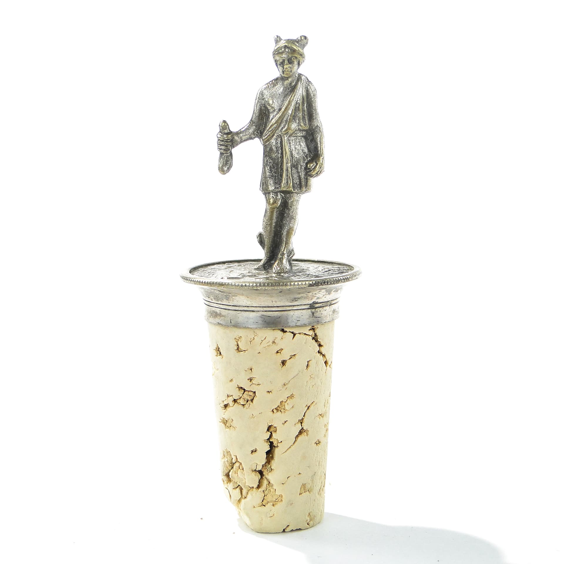 Korek do karafki z figurą Hermesa, srebro, korek naturalny, Europa, początek XX wieku - 343570