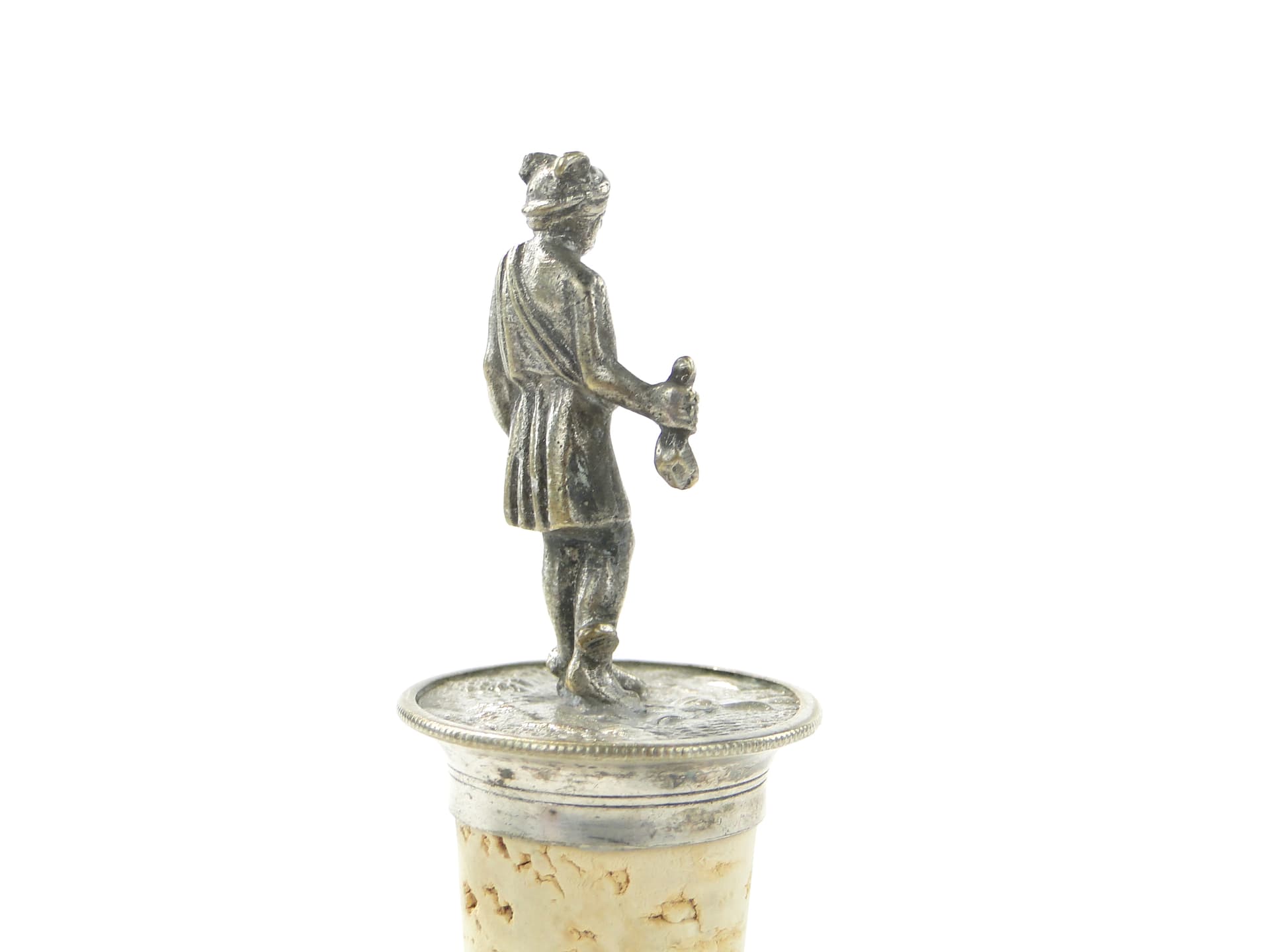 Korek do karafki z figurą Hermesa, srebro, korek naturalny, Europa, początek XX wieku - 343563