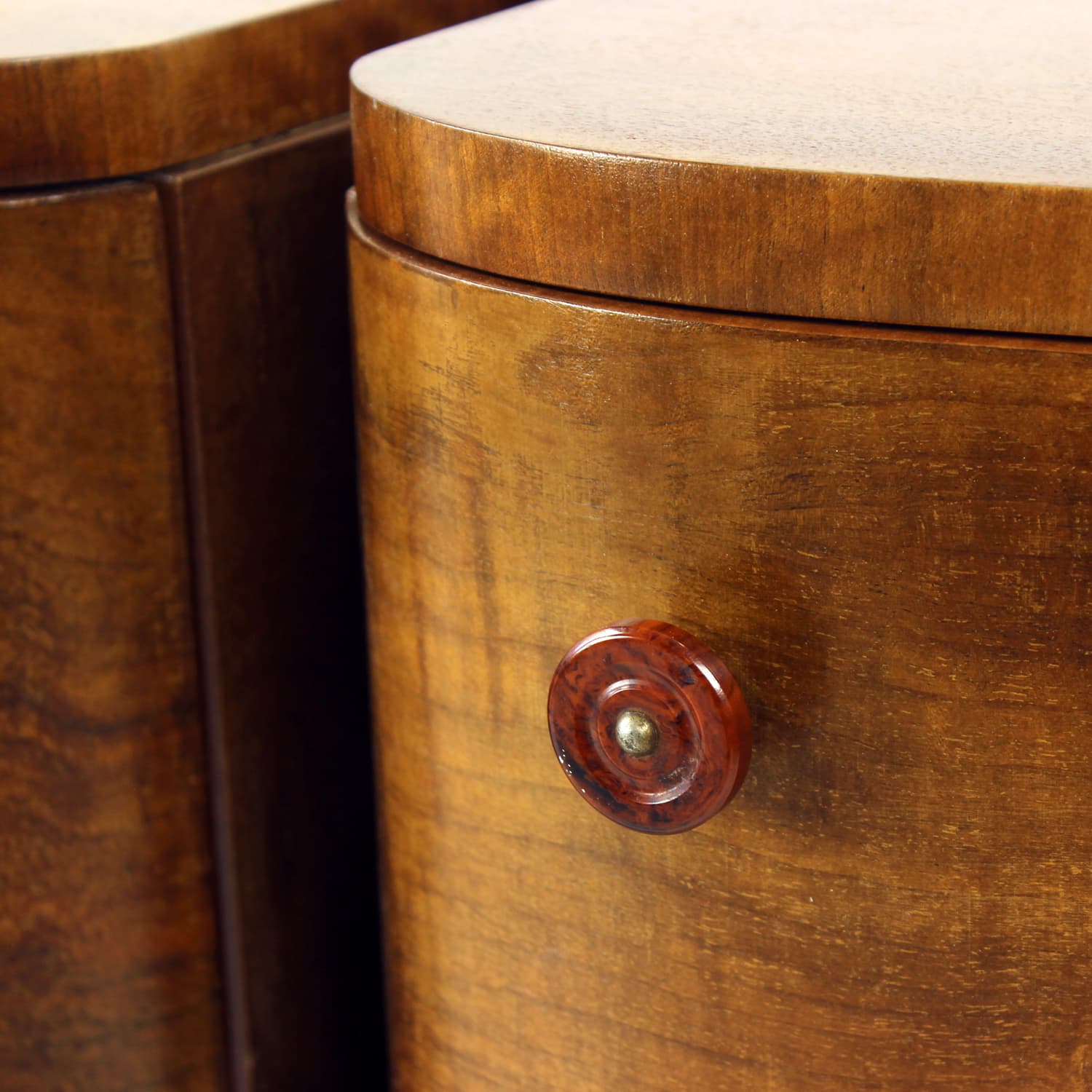 Pair of nightstands Art Deco, brown walnut, by J. Halabala, UP Závody, Czechoslovakia, 1930s. - 343638
