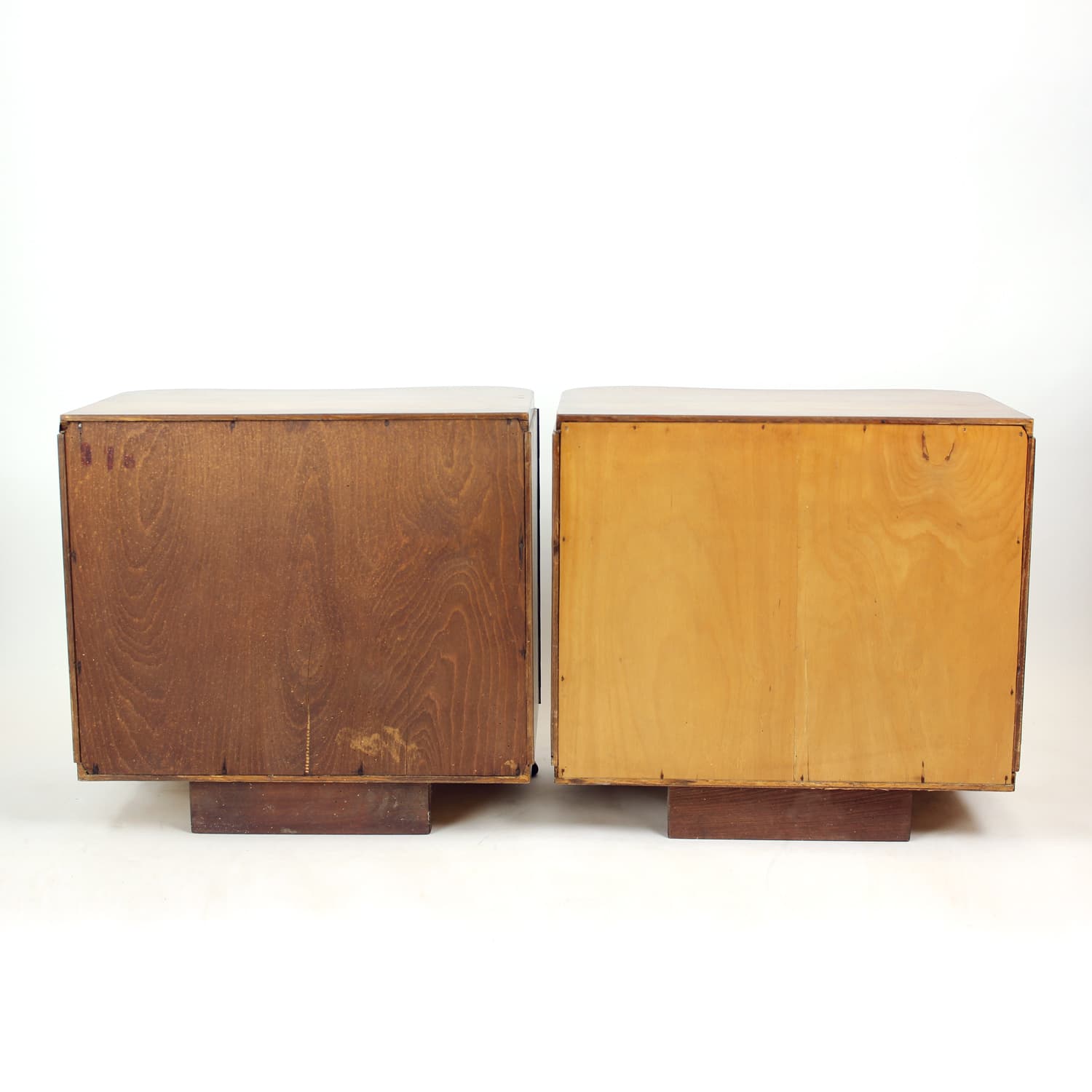 Pair of nightstands Art Deco, brown walnut, by J. Halabala, UP Závody, Czechoslovakia, 1930s. - 343641