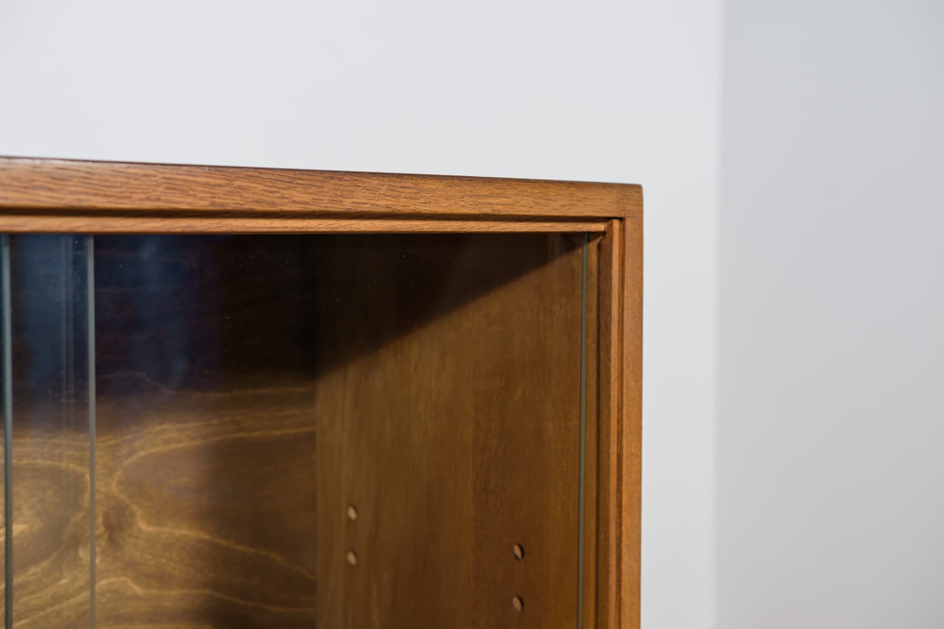 Display Cabinet, brown oak, glass, United Kingdom, 1970s - 343675