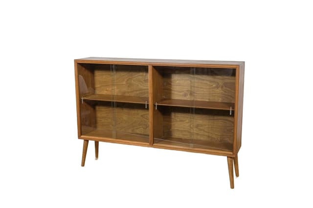 Display Cabinet, brown oak, glass, United Kingdom, 1970s - DIMENSION