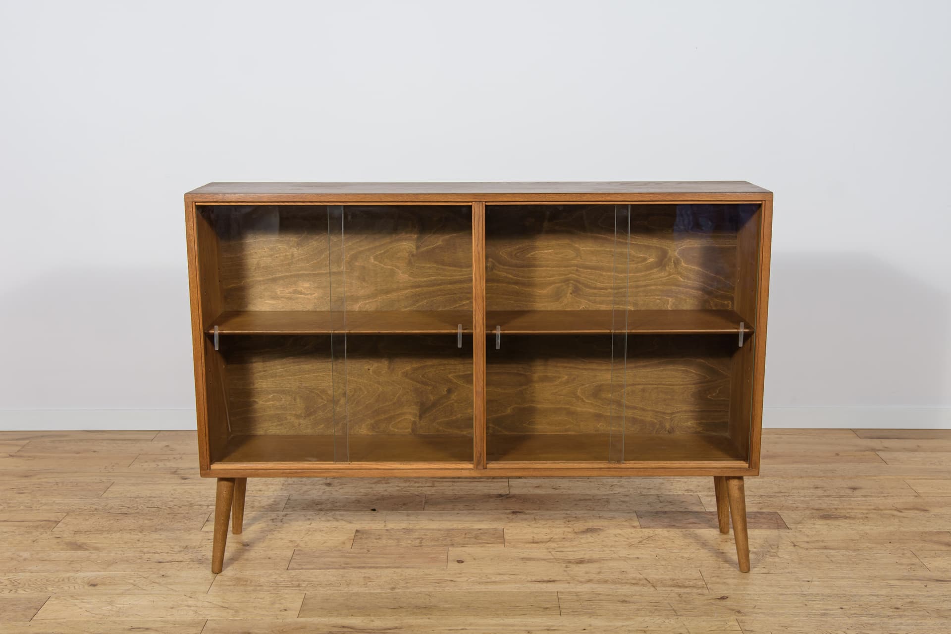 Display Cabinet, brown oak, glass, United Kingdom, 1970s - 343665