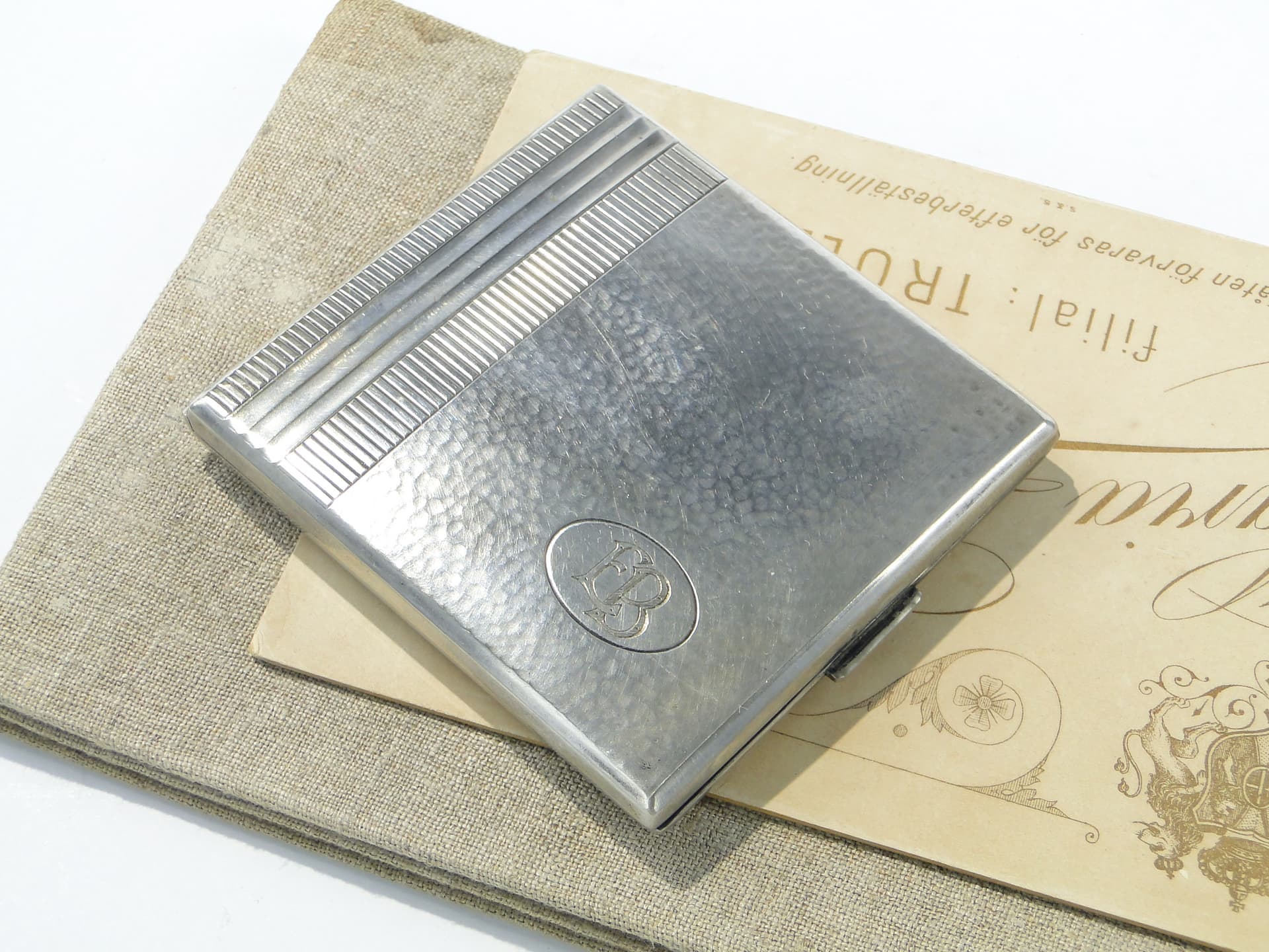 Cigarette Case Art Deco, silver-plated alpaca, 1930s - 343684