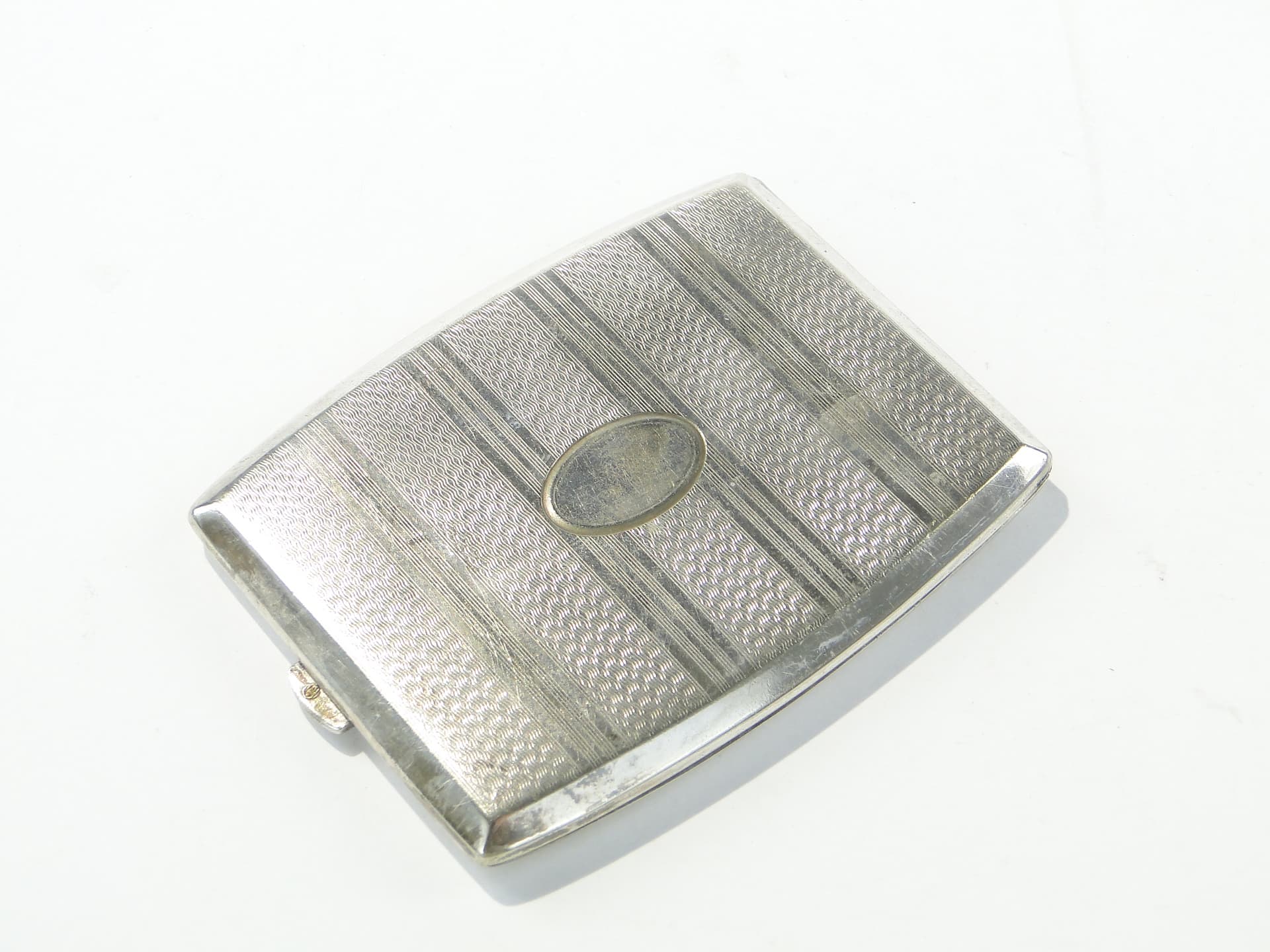 Papierośnica kieszonkowa Art Deco, srebro, złoto, metal, lata 30. - 343690