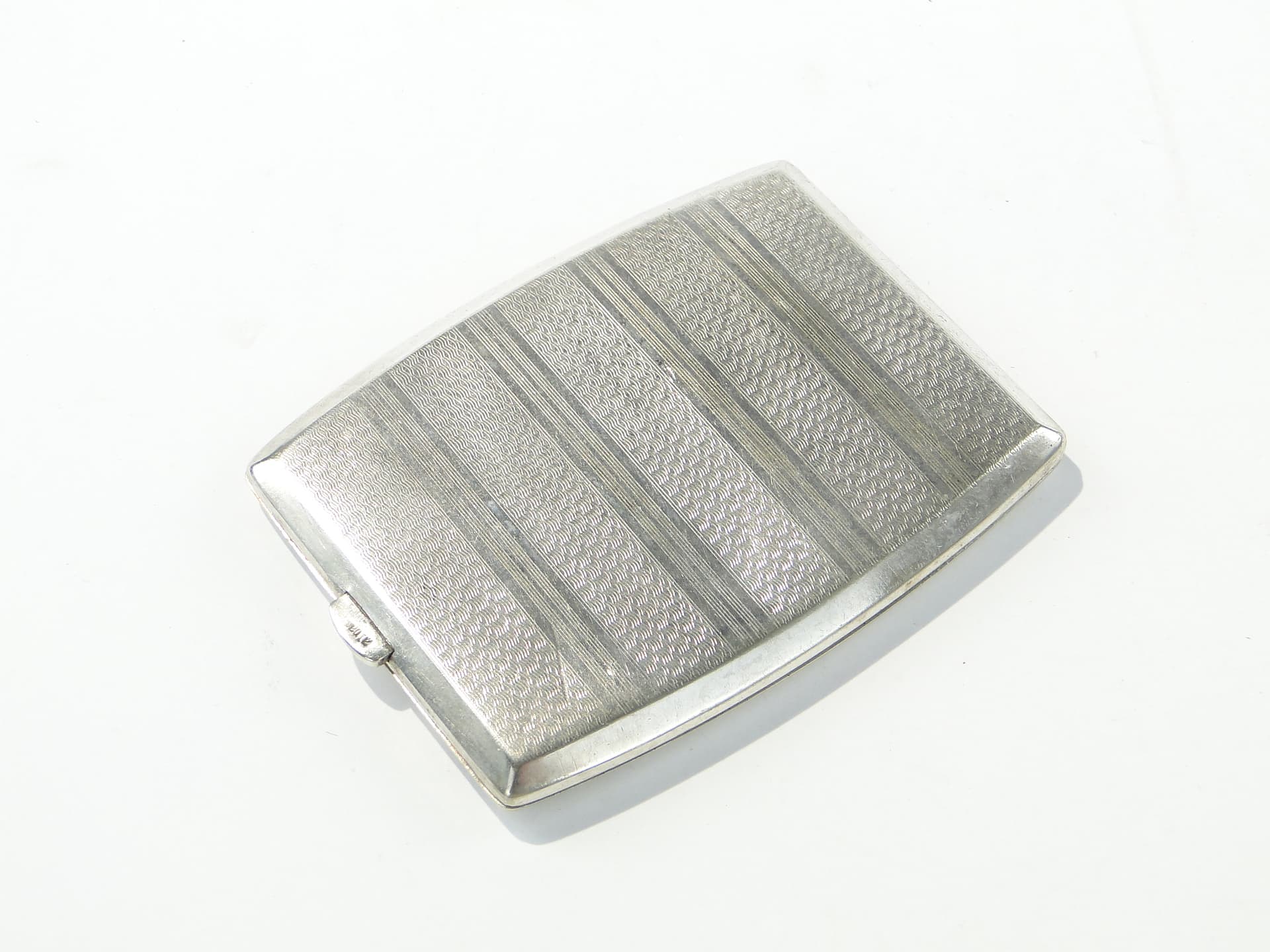 Papierośnica kieszonkowa Art Deco, srebro, złoto, metal, lata 30. - 343691