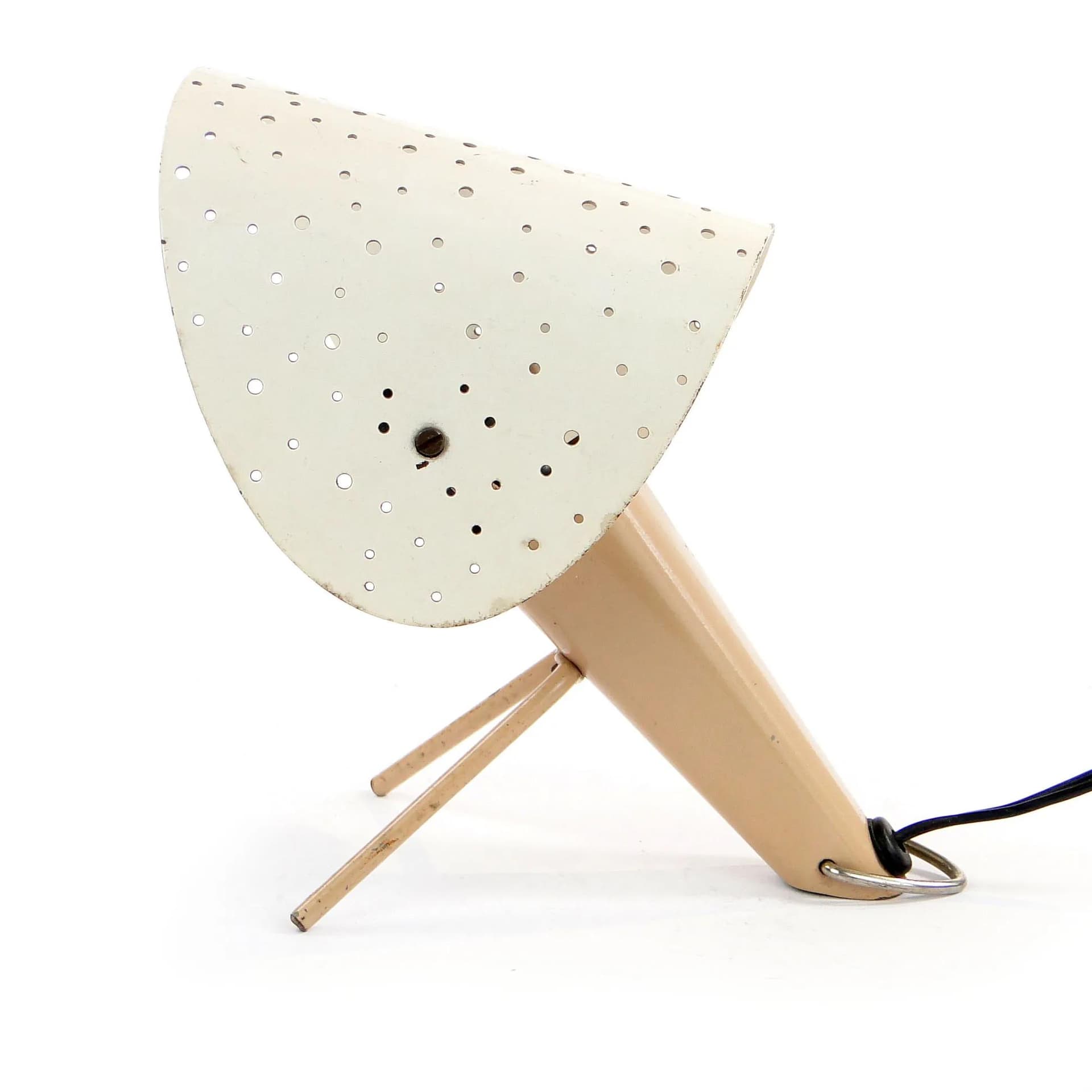 Lampa stołowa-ścienna, Pop Art, stal lakierowana ivory white, proj. A. Gałecki, Polska, lata 60. - 25507