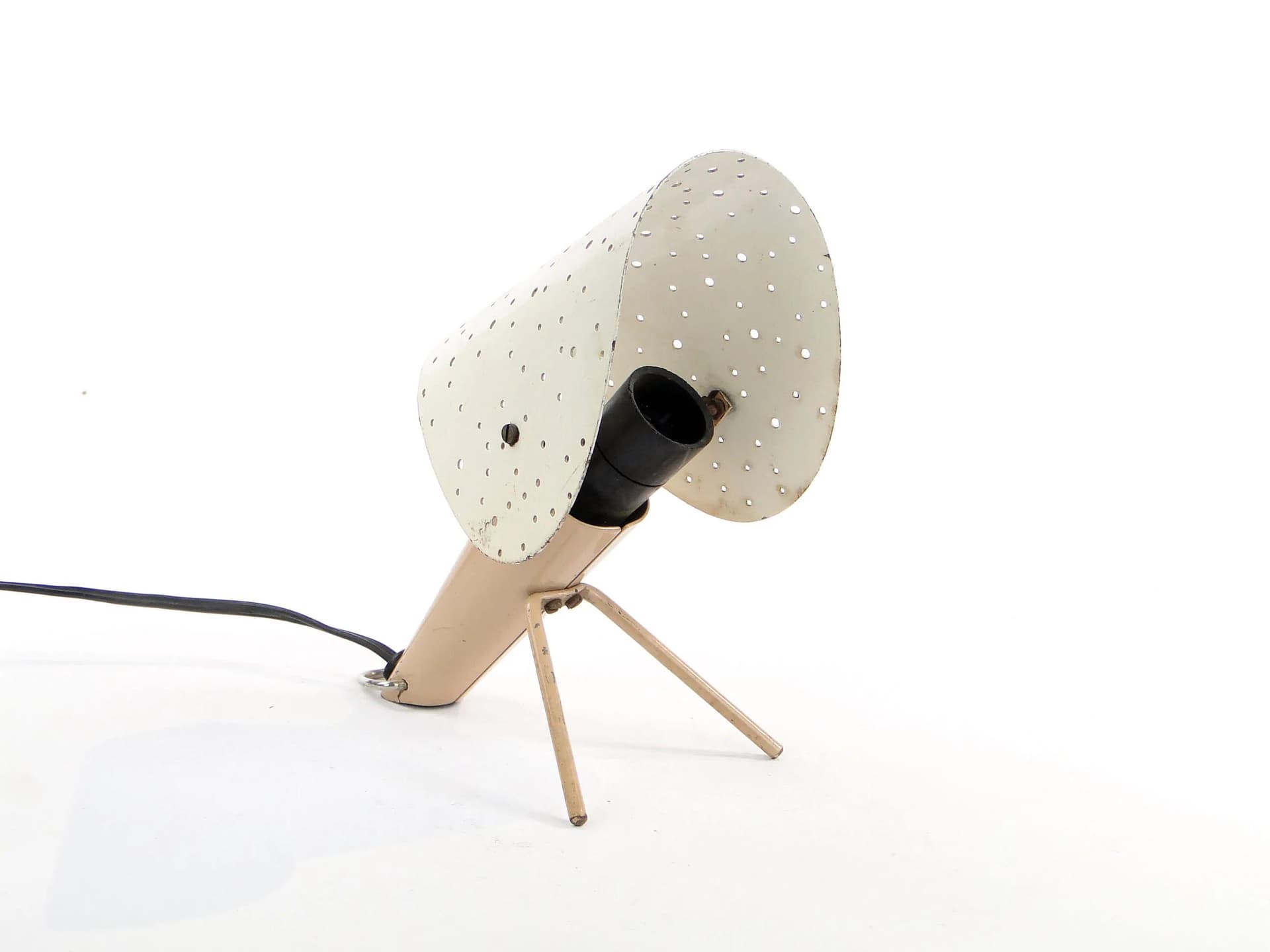 Lampa stołowa-ścienna, Pop Art, stal lakierowana ivory white, proj. A. Gałecki, Polska, lata 60. - 25505