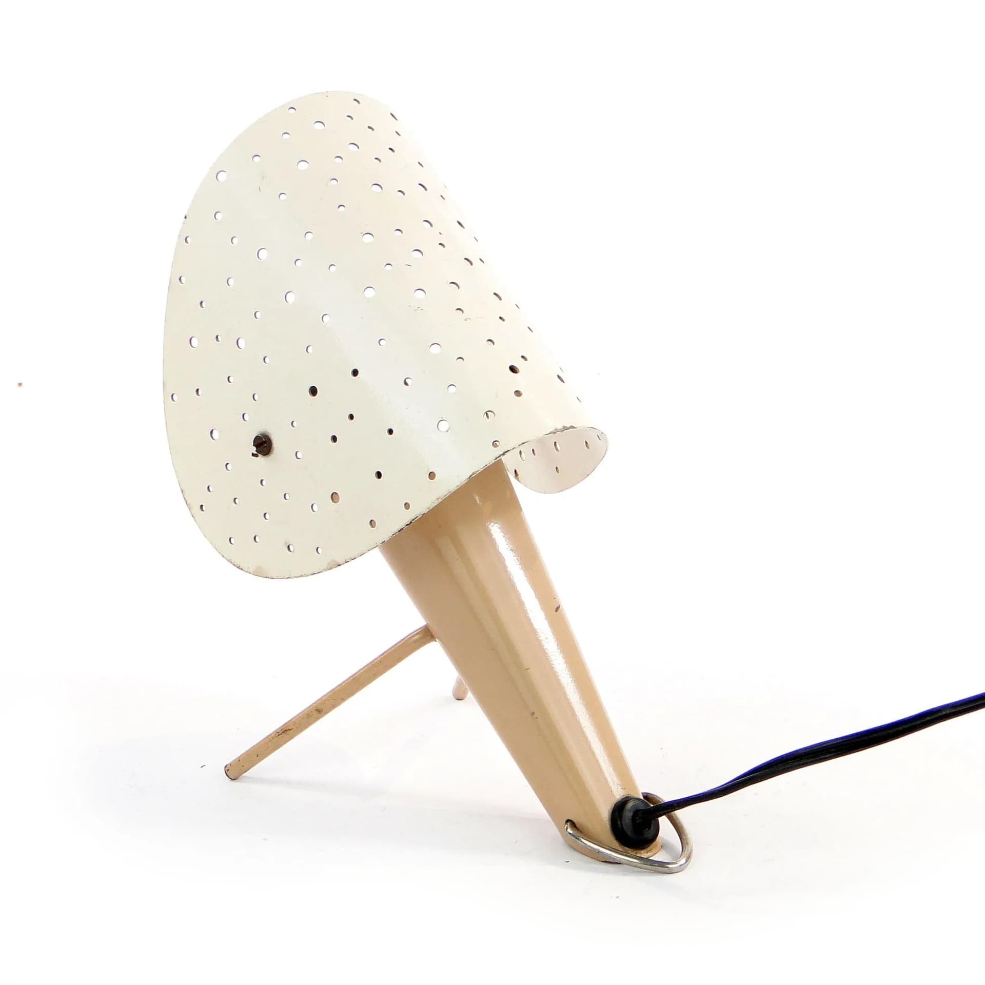 Lampa stołowa-ścienna, Pop Art, stal lakierowana ivory white, proj. A. Gałecki, Polska, lata 60. - 25508