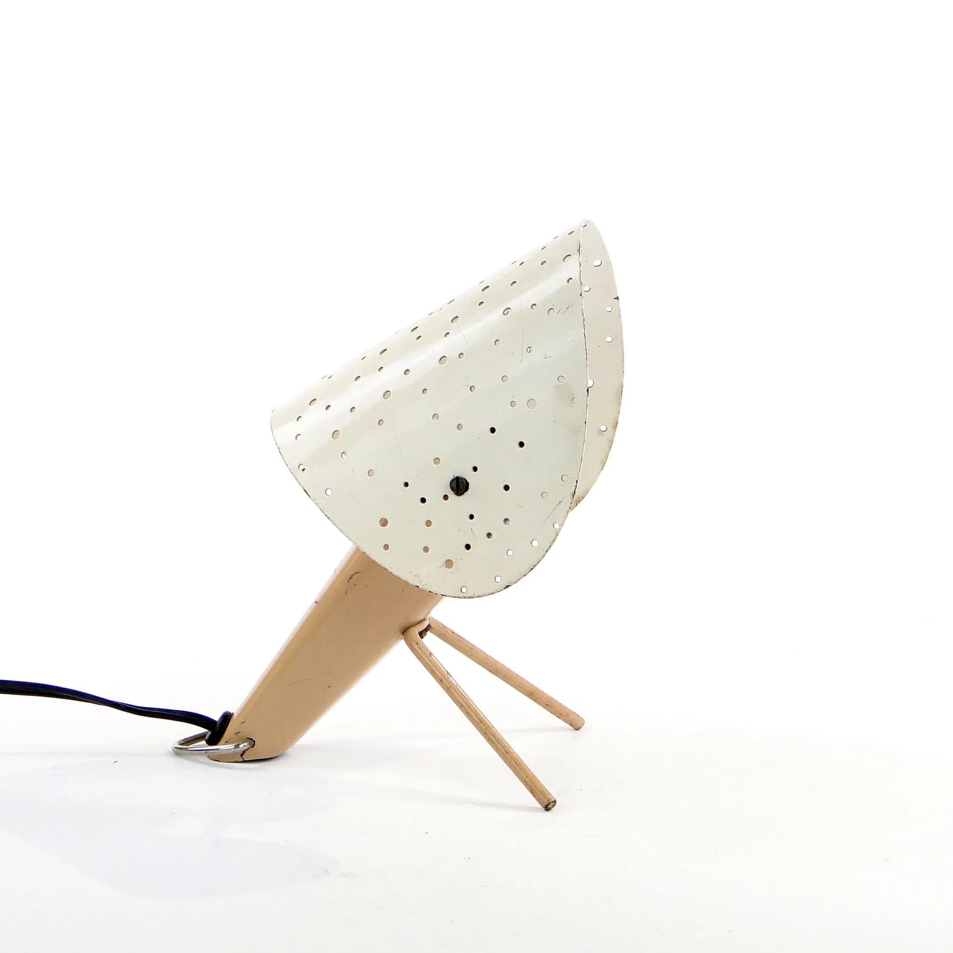 Lampa stołowa-ścienna, Pop Art, stal lakierowana ivory white, proj. A. Gałecki, Polska, lata 60. - 25504