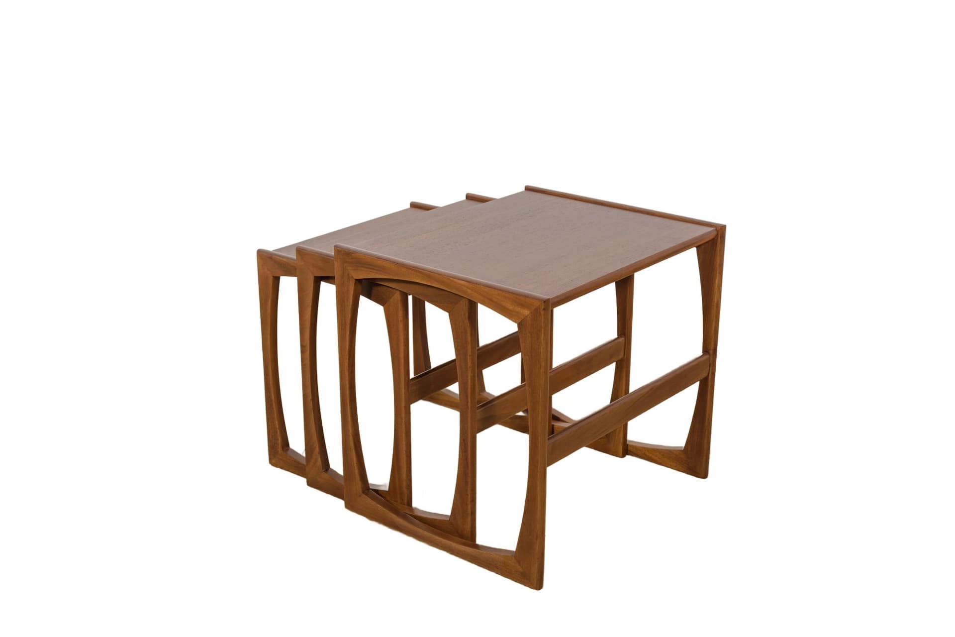 Set of Nesting Tables, brown teak, by R. Benett, G-Plan, United Kingdom, 1960s.
