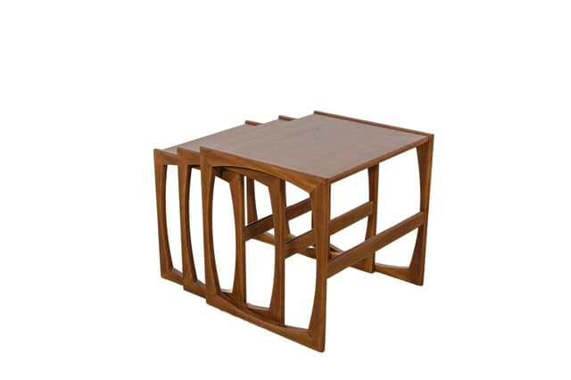 Set of Nesting Tables, brown teak, by R. Benett, G-Plan, United Kingdom, 1960s. - DIMENSION
