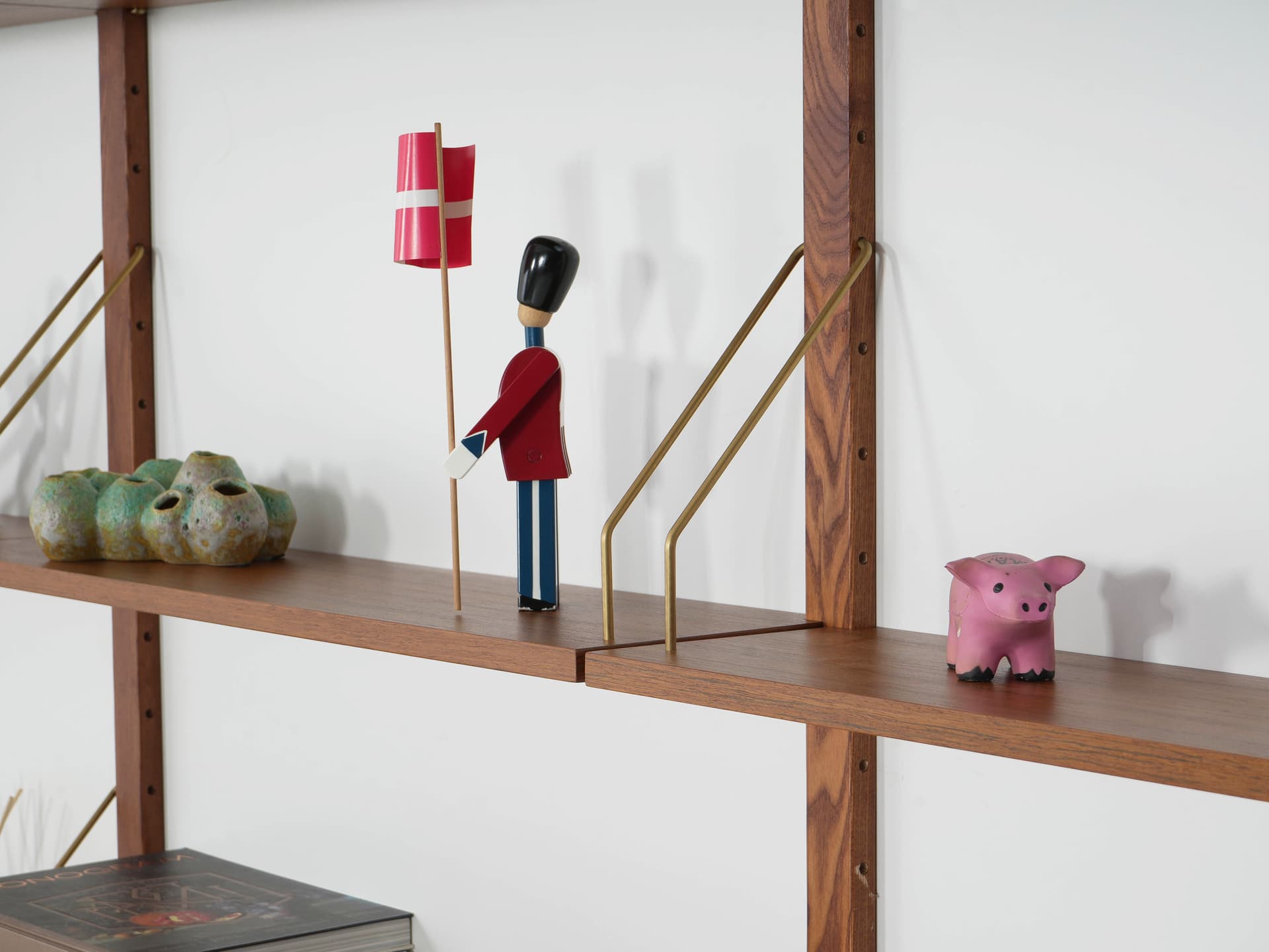 Shelving unit, brown teak, metal, Denmark, 1960s. - 343775