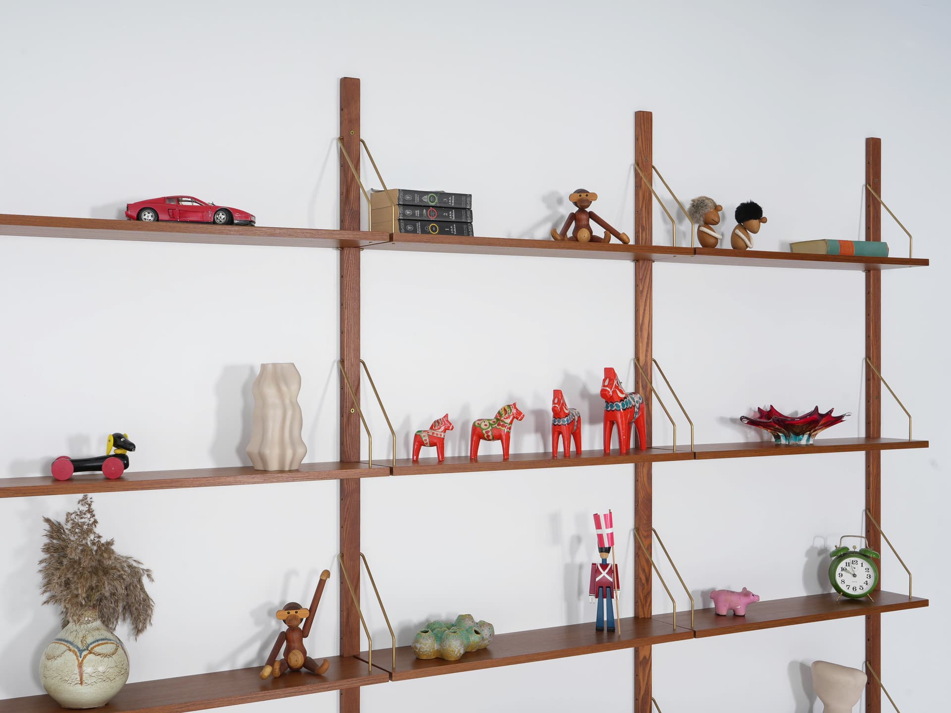 Shelving unit, brown teak, metal, Denmark, 1960s. - 343782