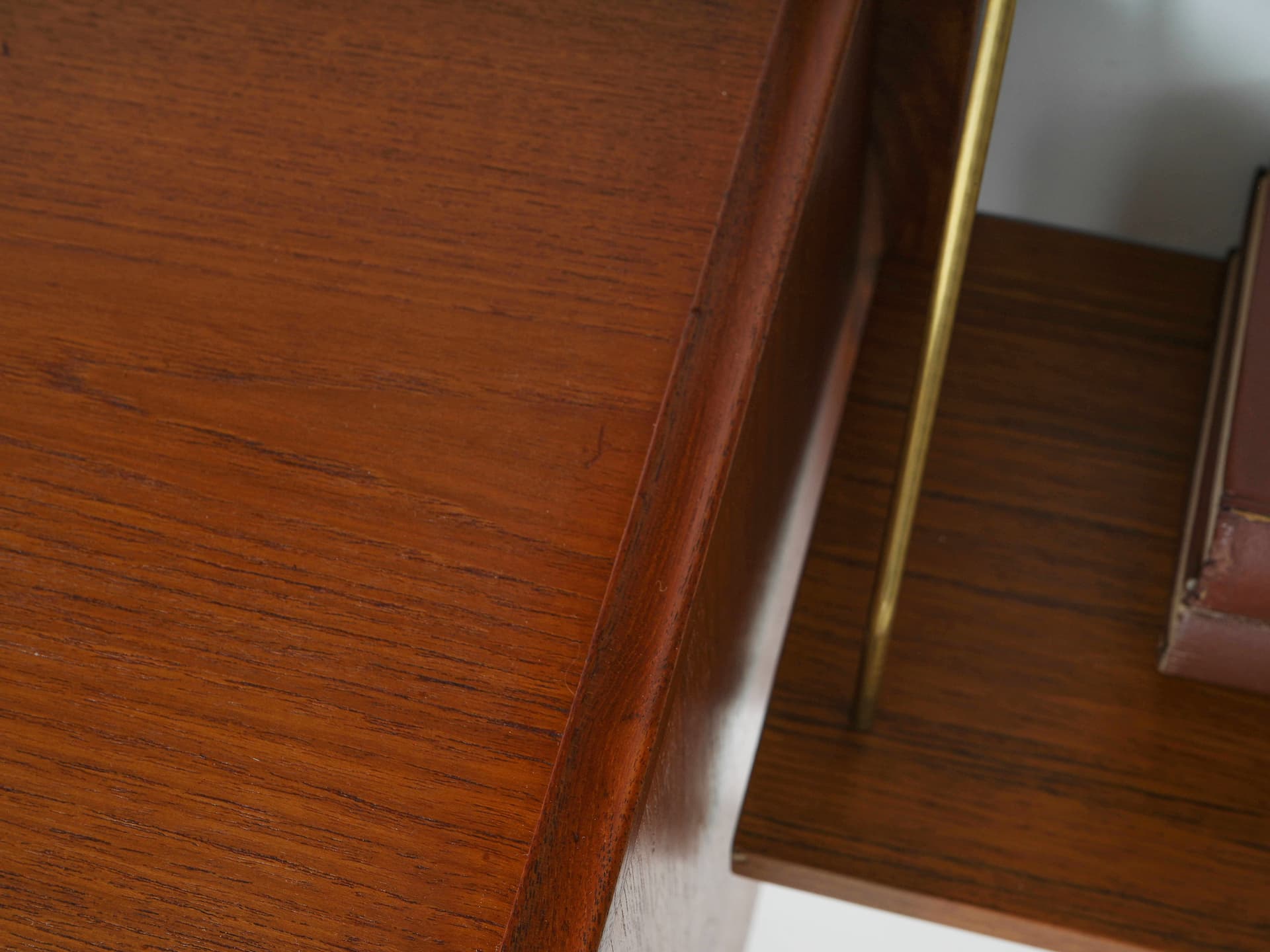 Shelving unit, brown teak, metal, Denmark, 1960s. - 343778