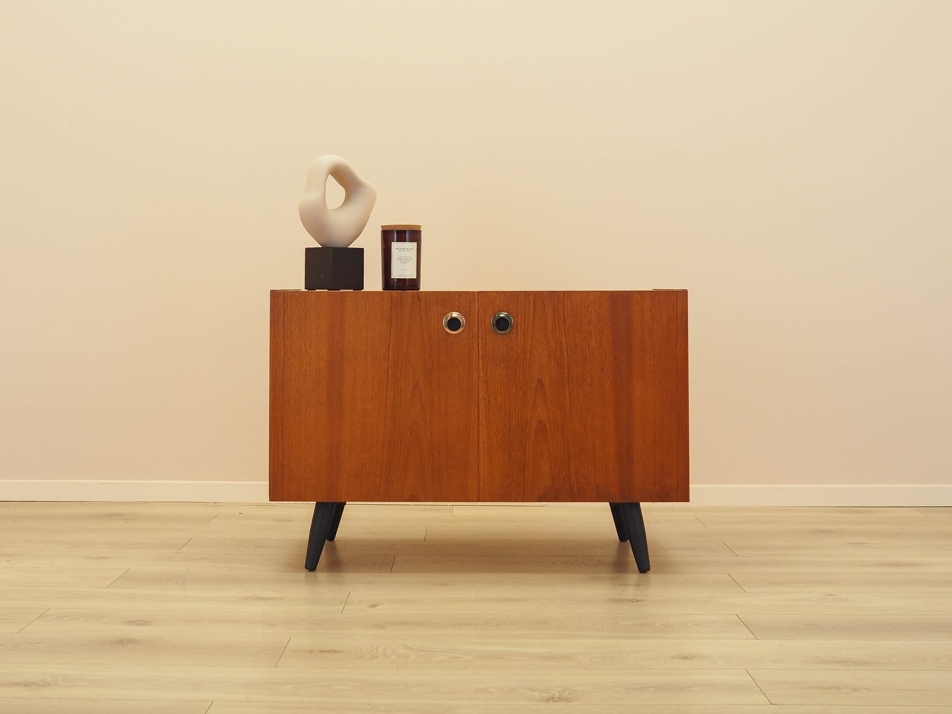 Cabinet, brown teak, black wood, Denmark, 1970s. - 343784