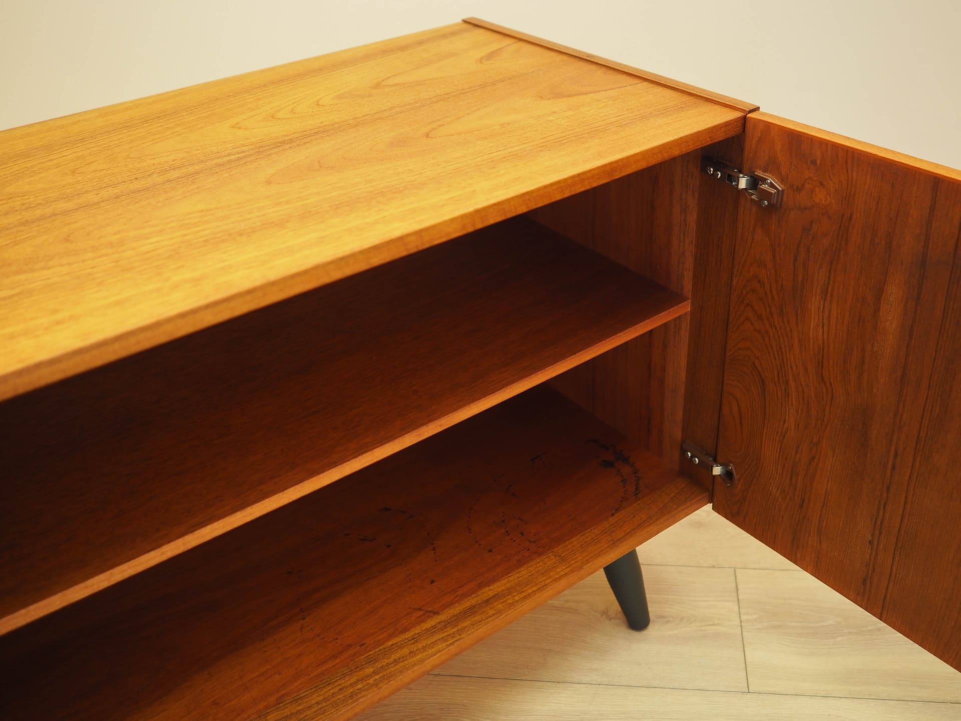 Cabinet, brown teak, black wood, Denmark, 1970s. - 343795