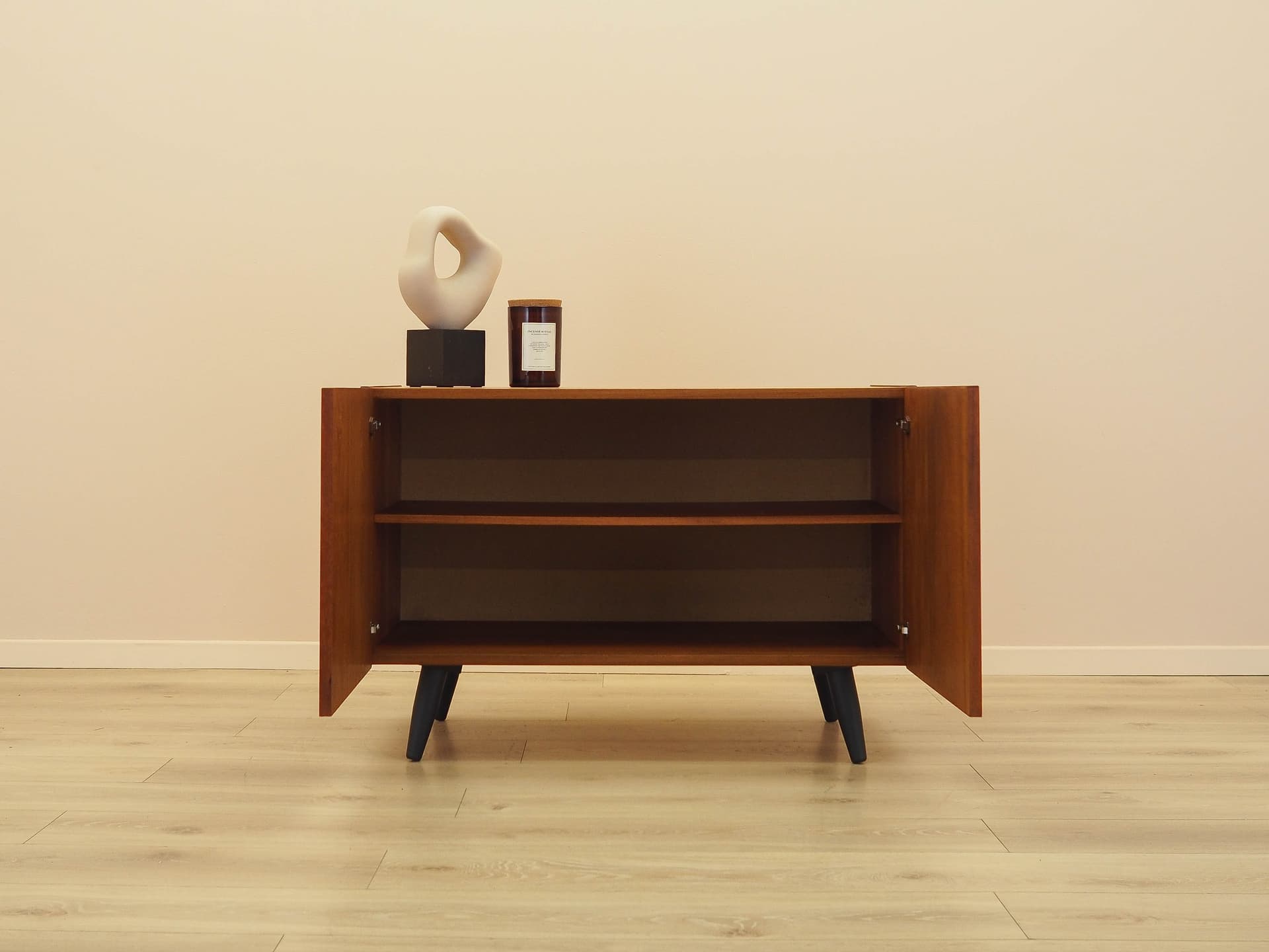 Cabinet, brown teak, black wood, Denmark, 1970s. - 343785