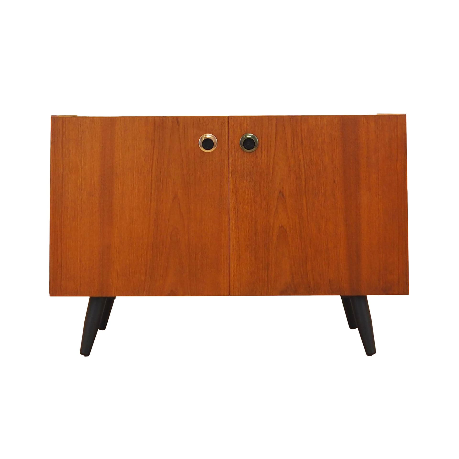 Cabinet, brown teak, black wood, Denmark, 1970s.