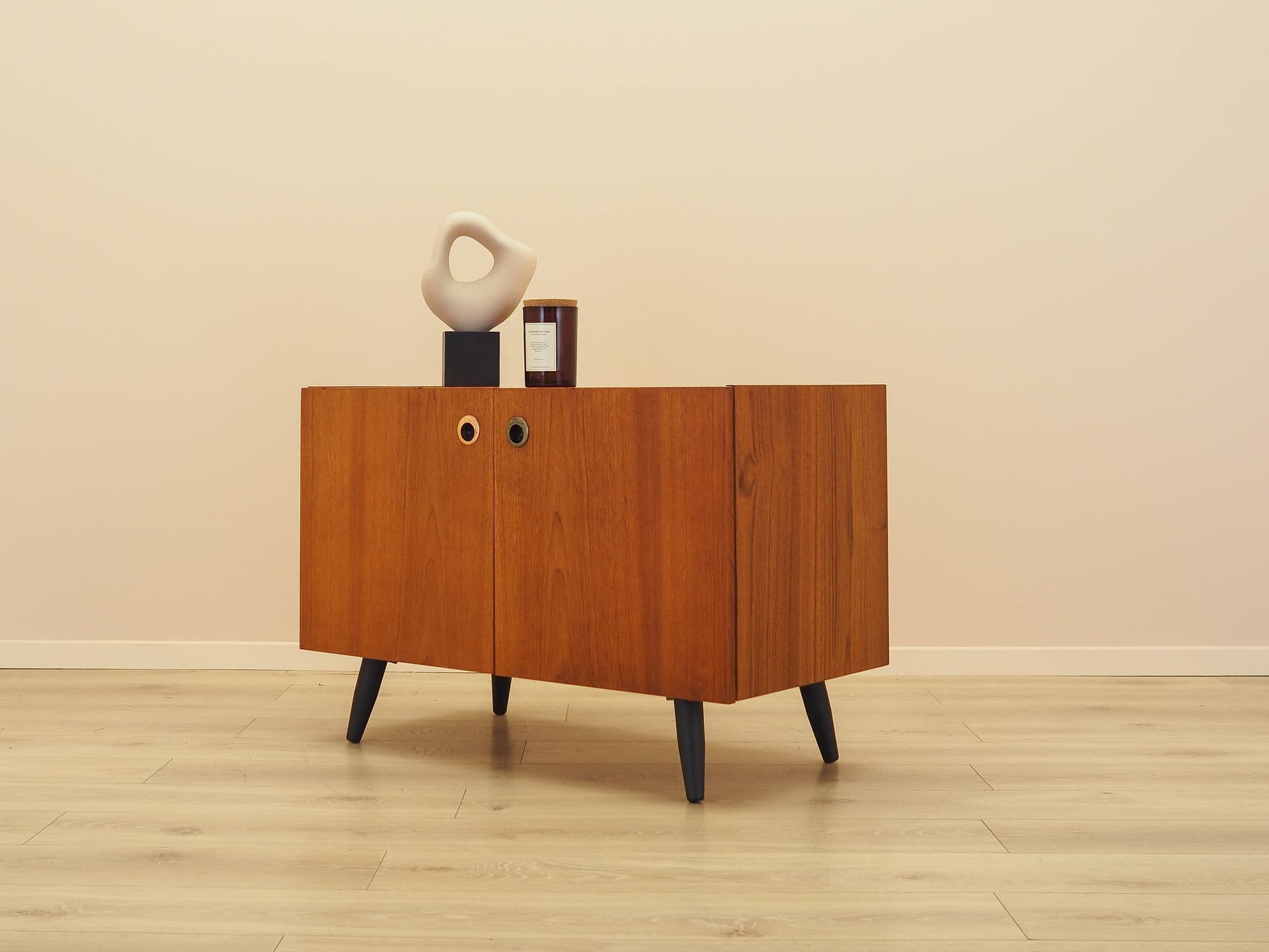 Cabinet, brown teak, black wood, Denmark, 1970s. - 343786