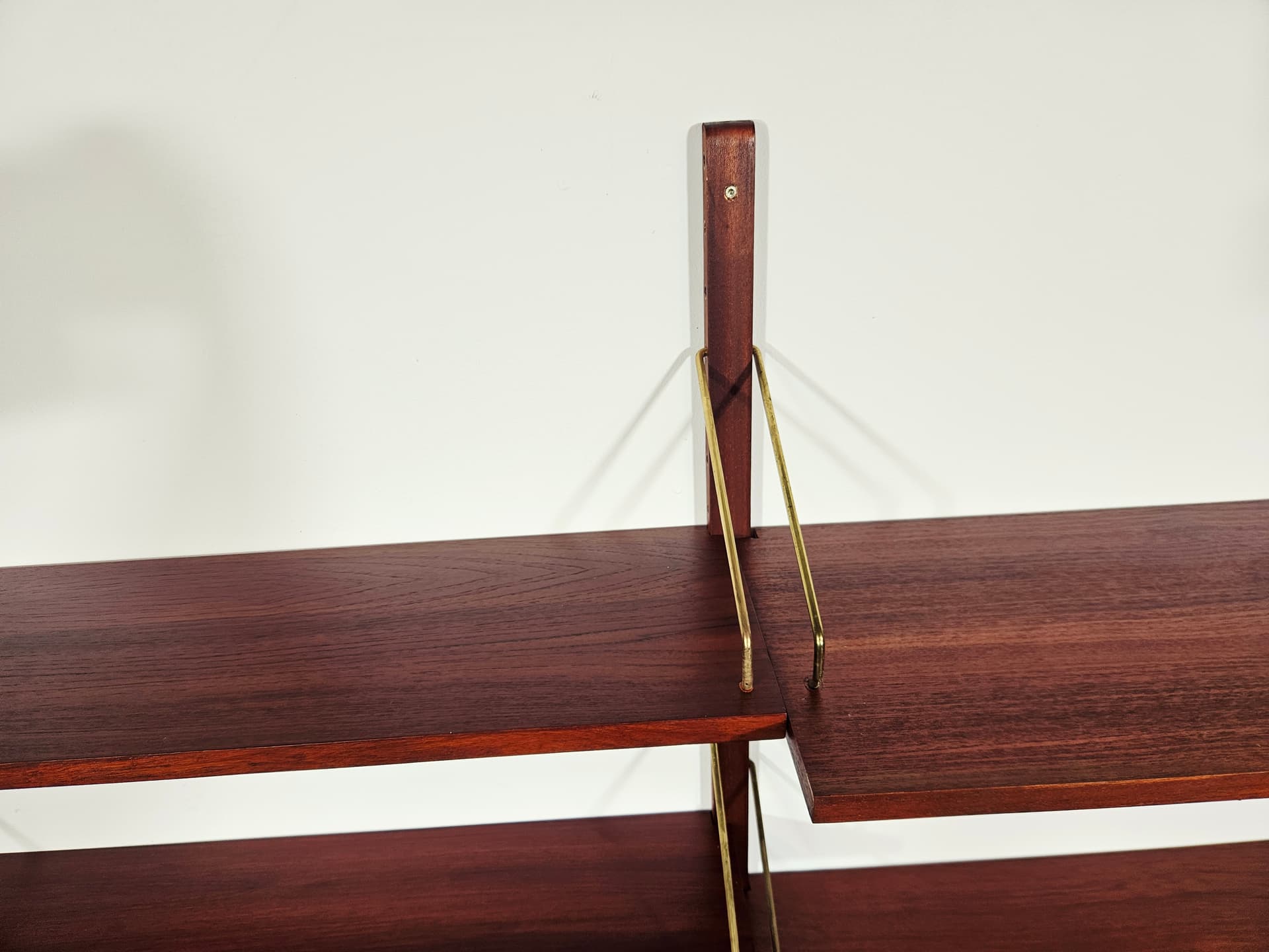 Modular shelving unit Royal System, brown, teak rosewood, brass gold, by P. Cadovius - 343810
