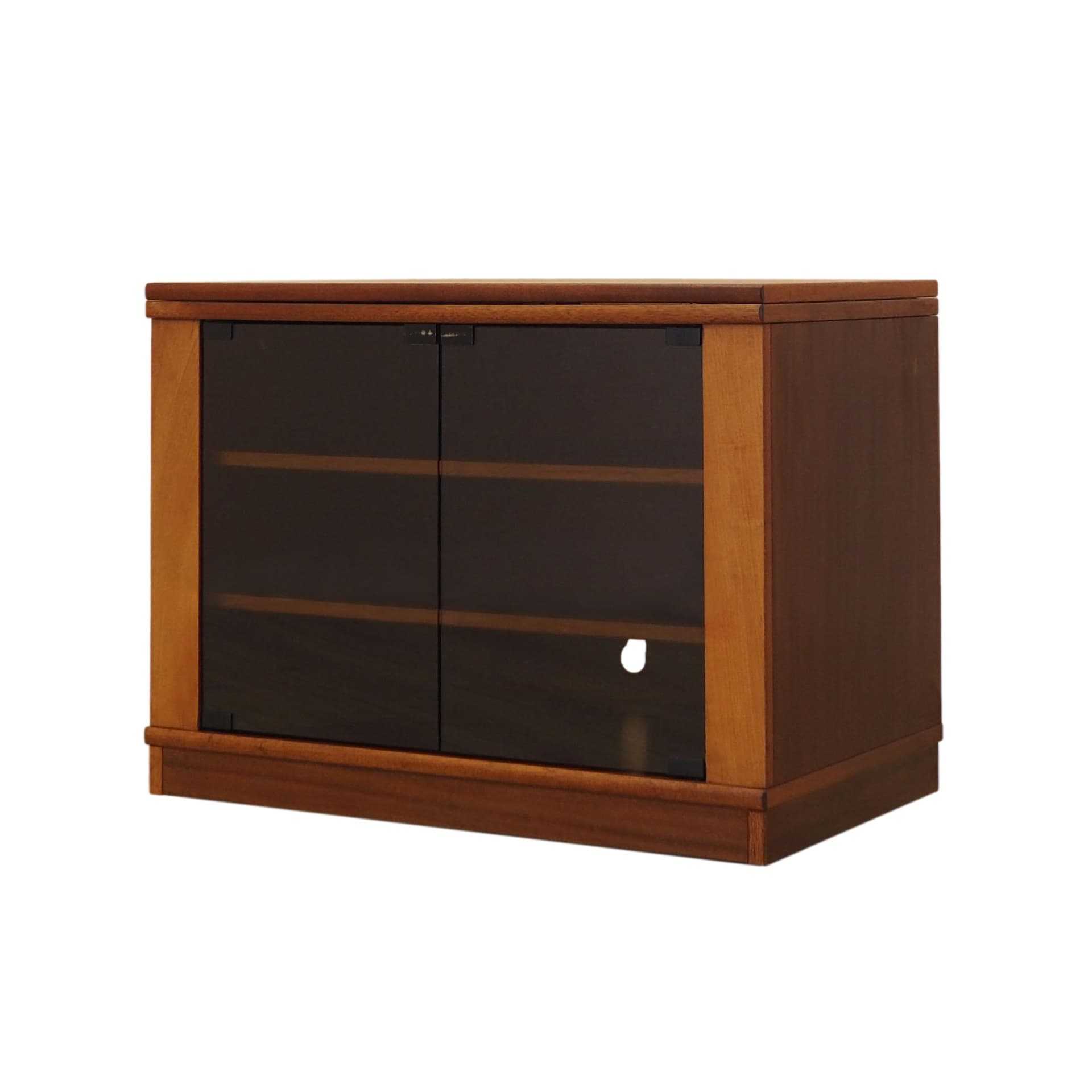 TV Cabinet, brown mahogany, smoked glass, Denmark, 1980s.