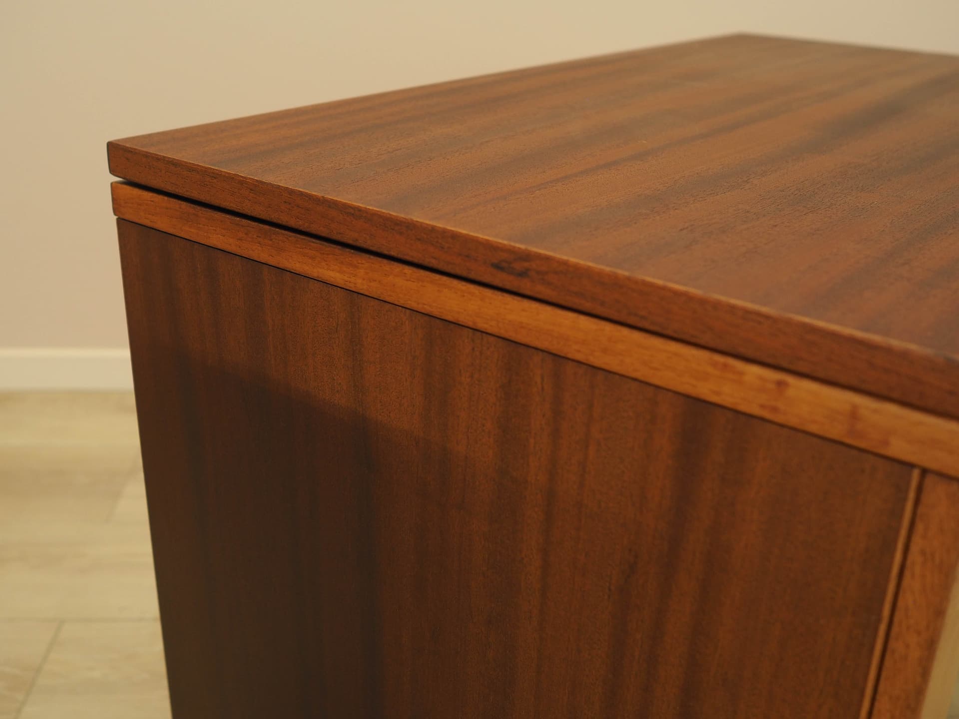 TV Cabinet, brown mahogany, smoked glass, Denmark, 1980s. - 343832