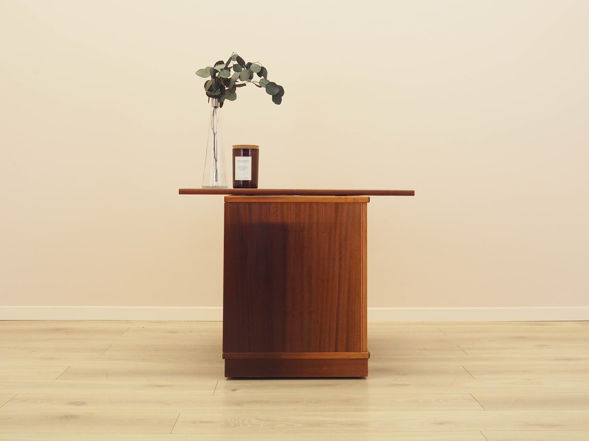 TV Cabinet, brown mahogany, smoked glass, Denmark, 1980s. - 343828