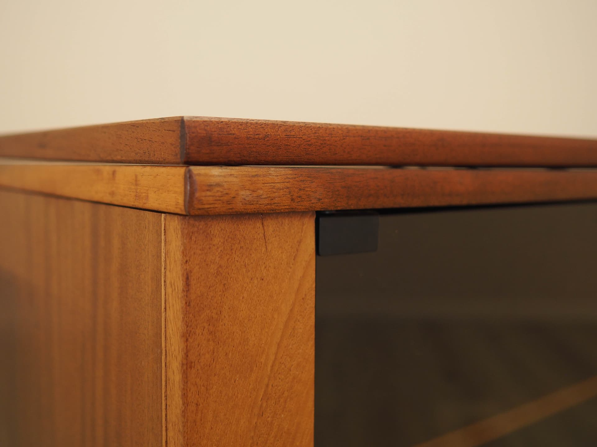 TV Cabinet, brown mahogany, smoked glass, Denmark, 1980s. - 343835