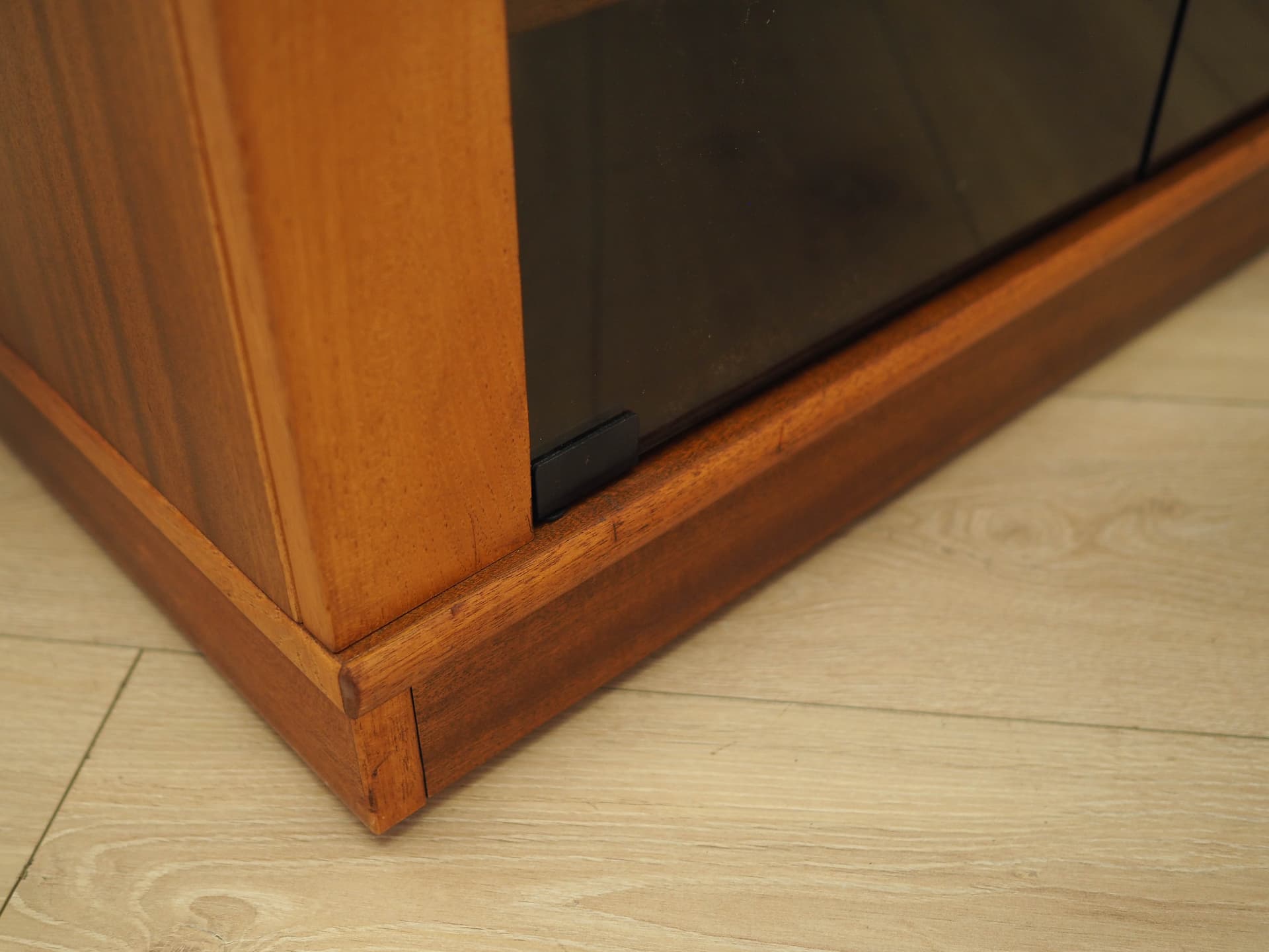 TV Cabinet, brown mahogany, smoked glass, Denmark, 1980s. - 343834