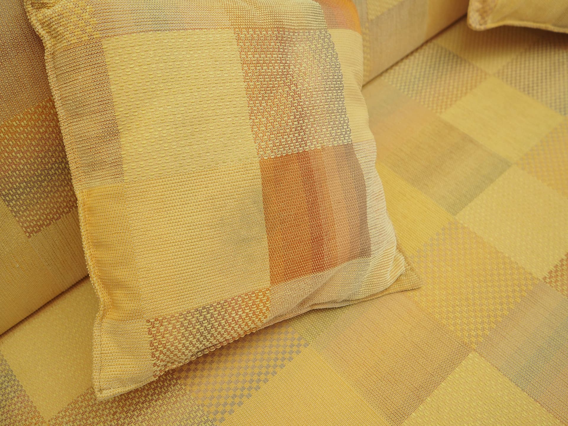 Sofa bed, yellow wool, wood, Denmark, 1970s. - 343866